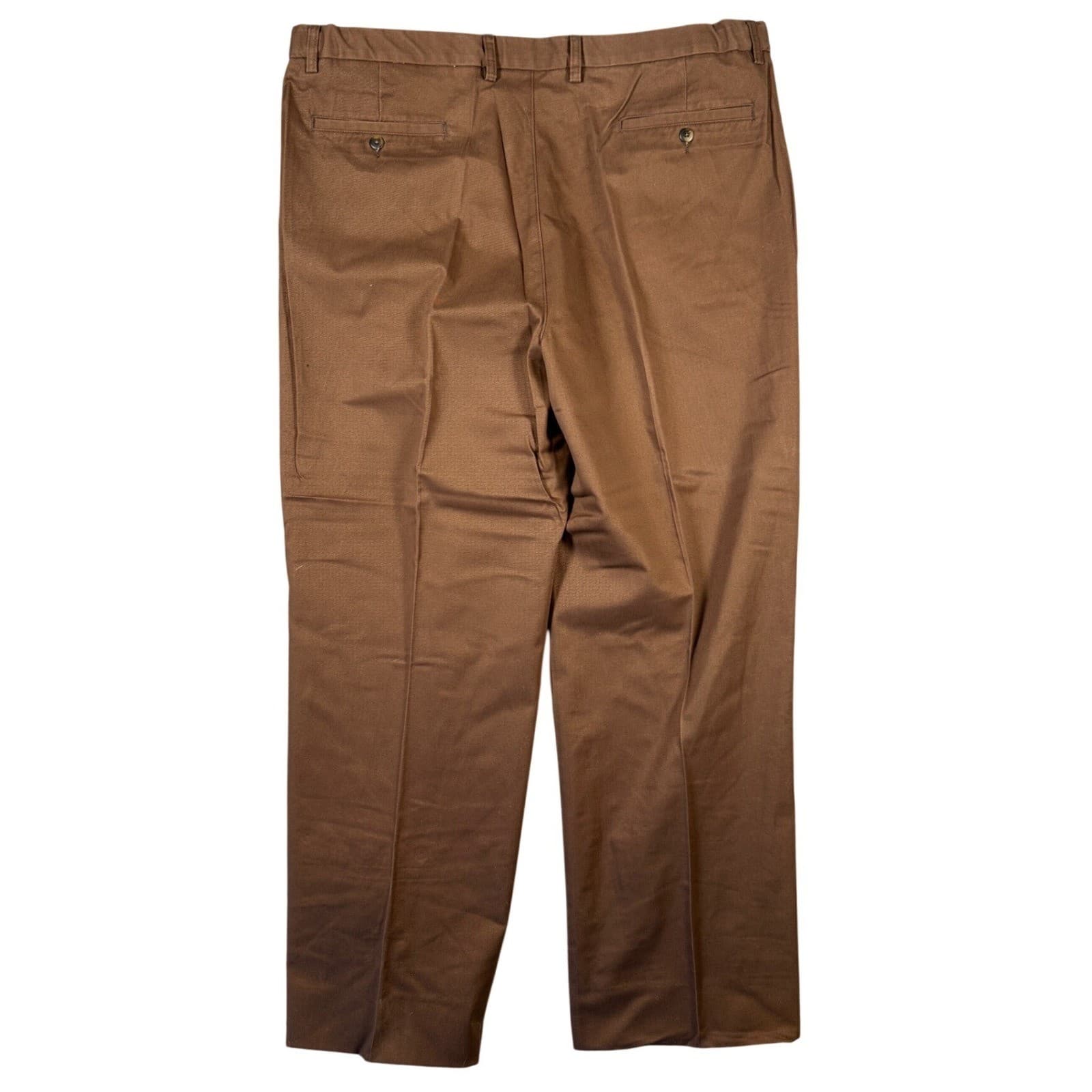 St Johns Bay Pleated Chino Pants Mens 44 Brown Excellent Relaxed Fit 43x32 - Thumbnail 3