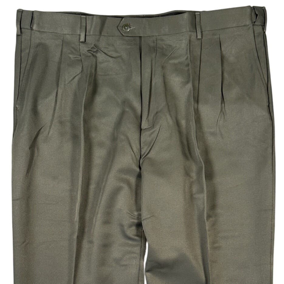 Savane Dress Pants Mens Size 44 Green Pleated Straight Leg 42x33 - Thumbnail 3