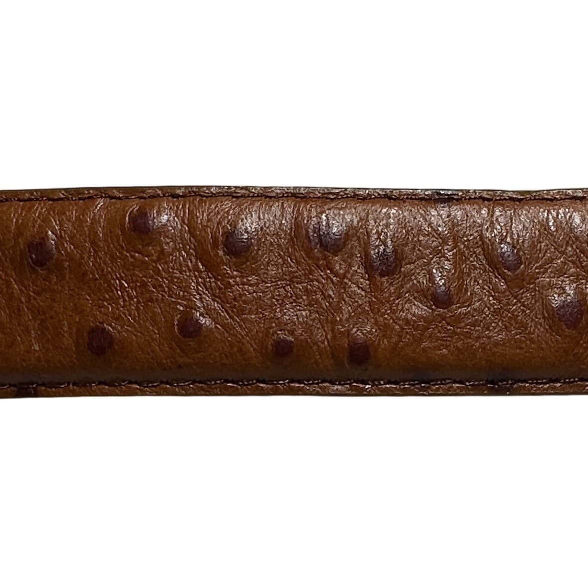 Irvine Park Mens Cognac Ostrich Embossed Italian Leather Belt Gold Hardware 2XL - Thumbnail 4