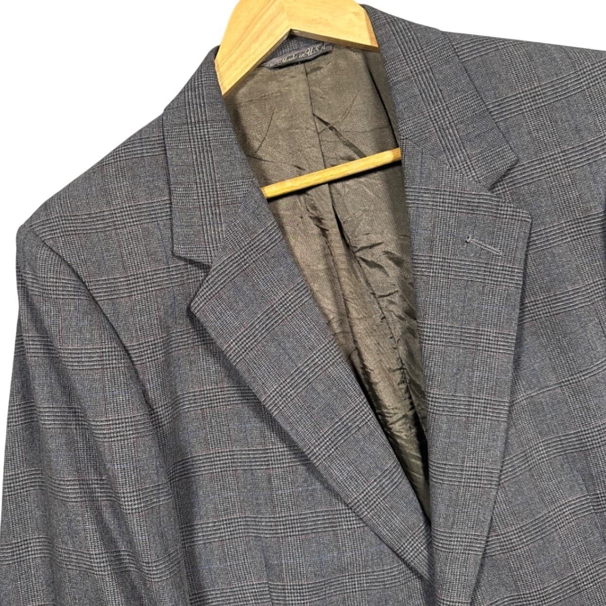 Levi Strauss Business Class Mens Grey Glen Plaid Blazer Sport Coat 40L USA Made - Thumbnail 4