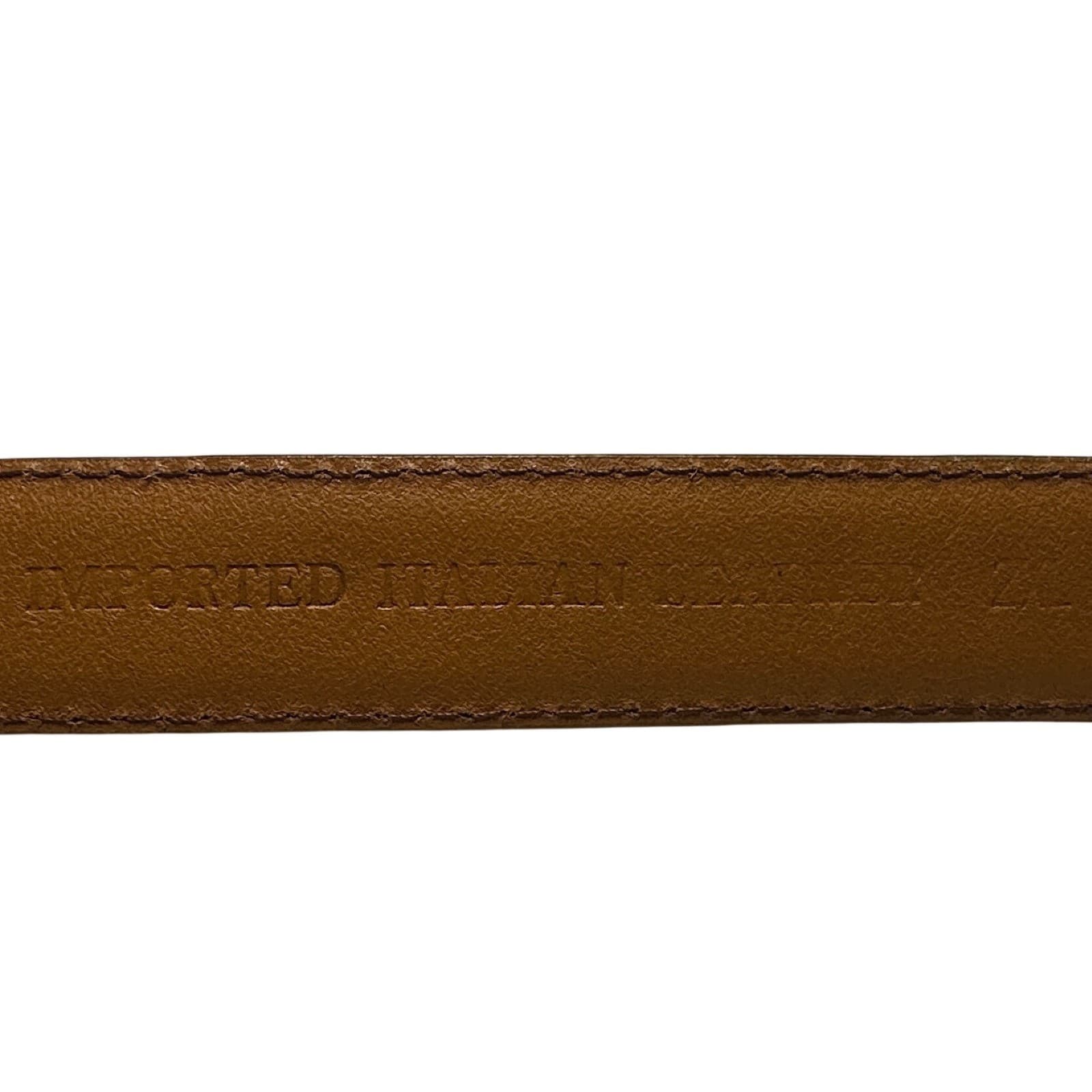 Irvine Park Mens Cognac Ostrich Embossed Italian Leather Belt Gold Hardware 2XL - Thumbnail 5