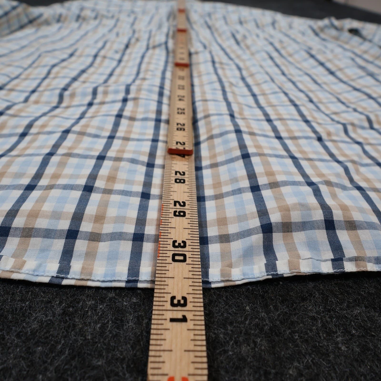 Arrow Button Down Shirt Mens Large Blue Tan Plaid Cotton Blend Regular Fit - Thumbnail 5