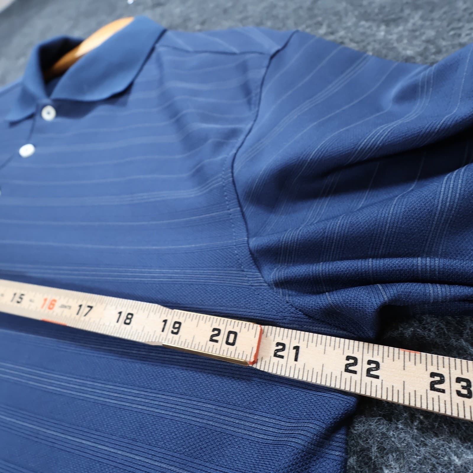 Walter Hagen Polo Shirt Mens Medium Blue Polyester Rayon Striped Short Sleeve - Thumbnail 4