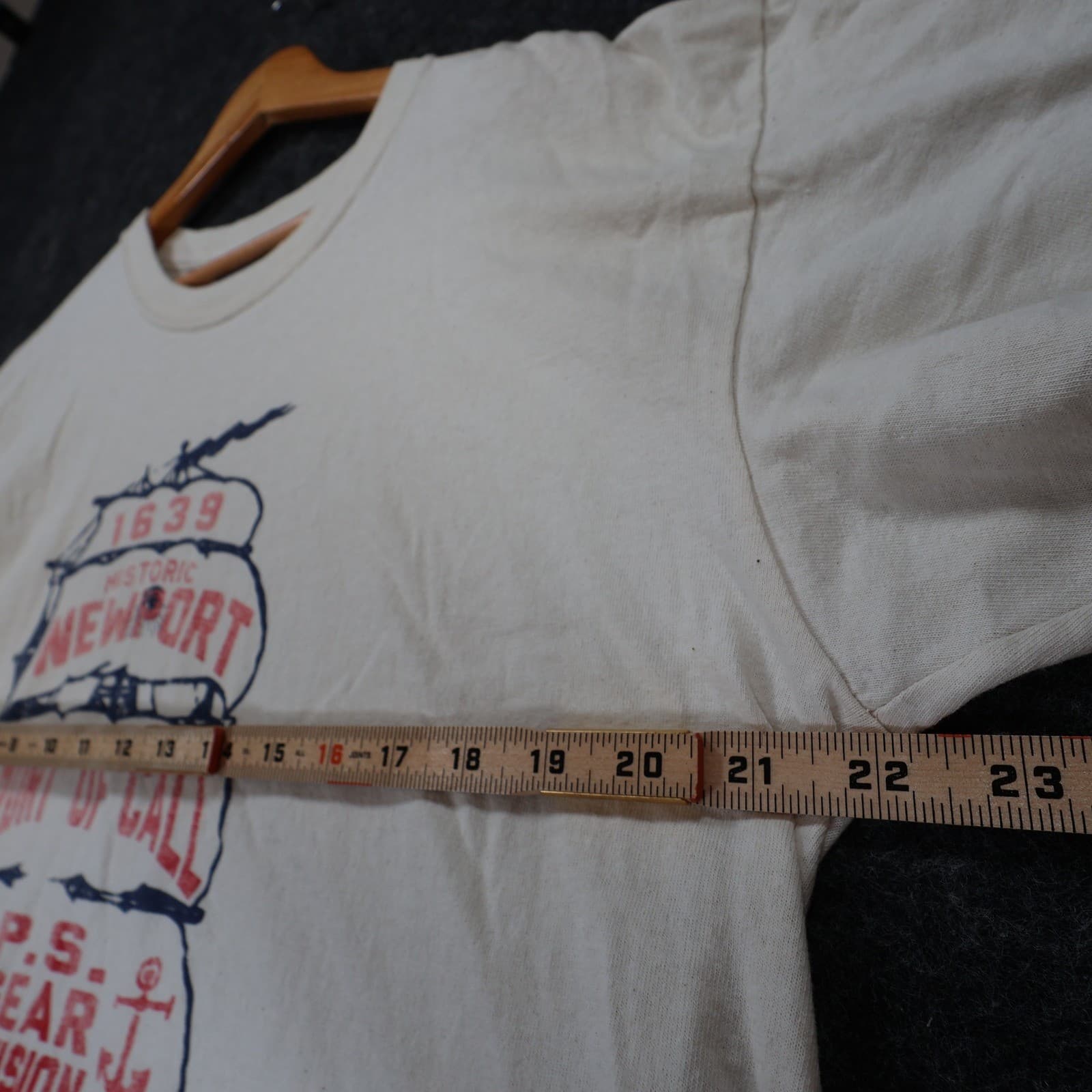 P.S. Gear Division T-Shirt Mens Large Cream Cotton Regular Fit Newport Nautical - Thumbnail 3