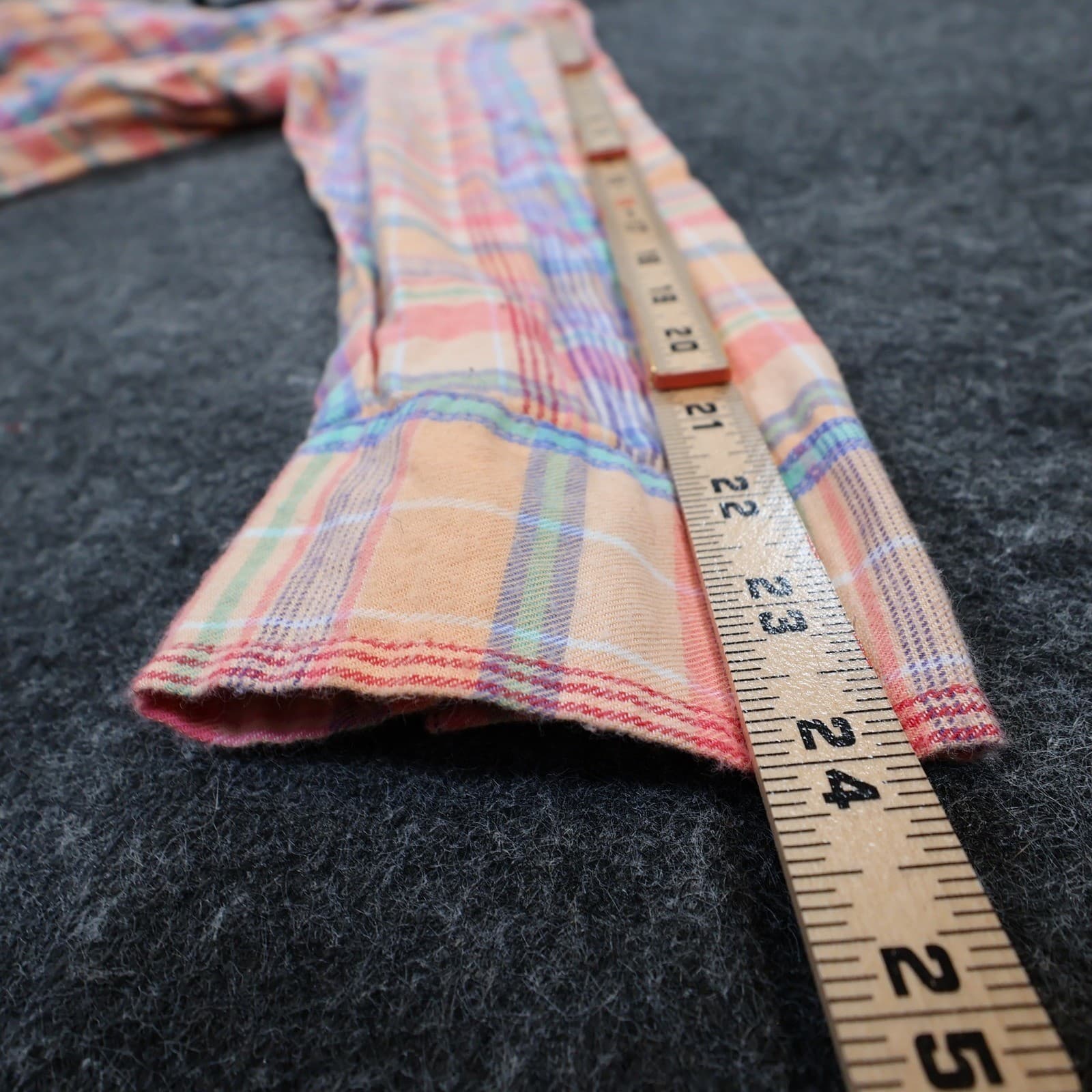 Eddie Bauer Button Down Womens XL Orange Plaid 100% Cotton Long Sleeve Shirt - Thumbnail 4