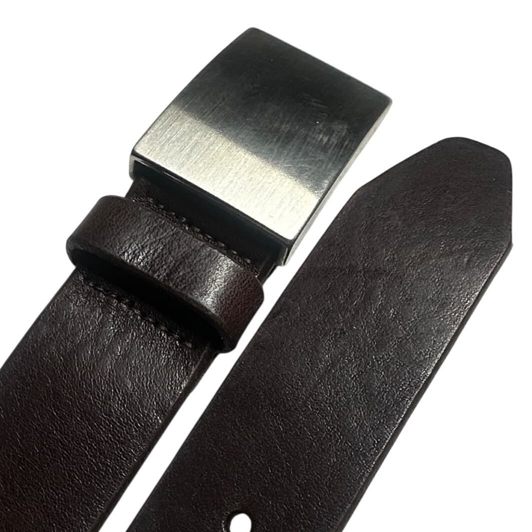 Paul Fredrick Bridle Leather Belt Mens Size 44 Brown Silver Plaque Buckle - Thumbnail 3