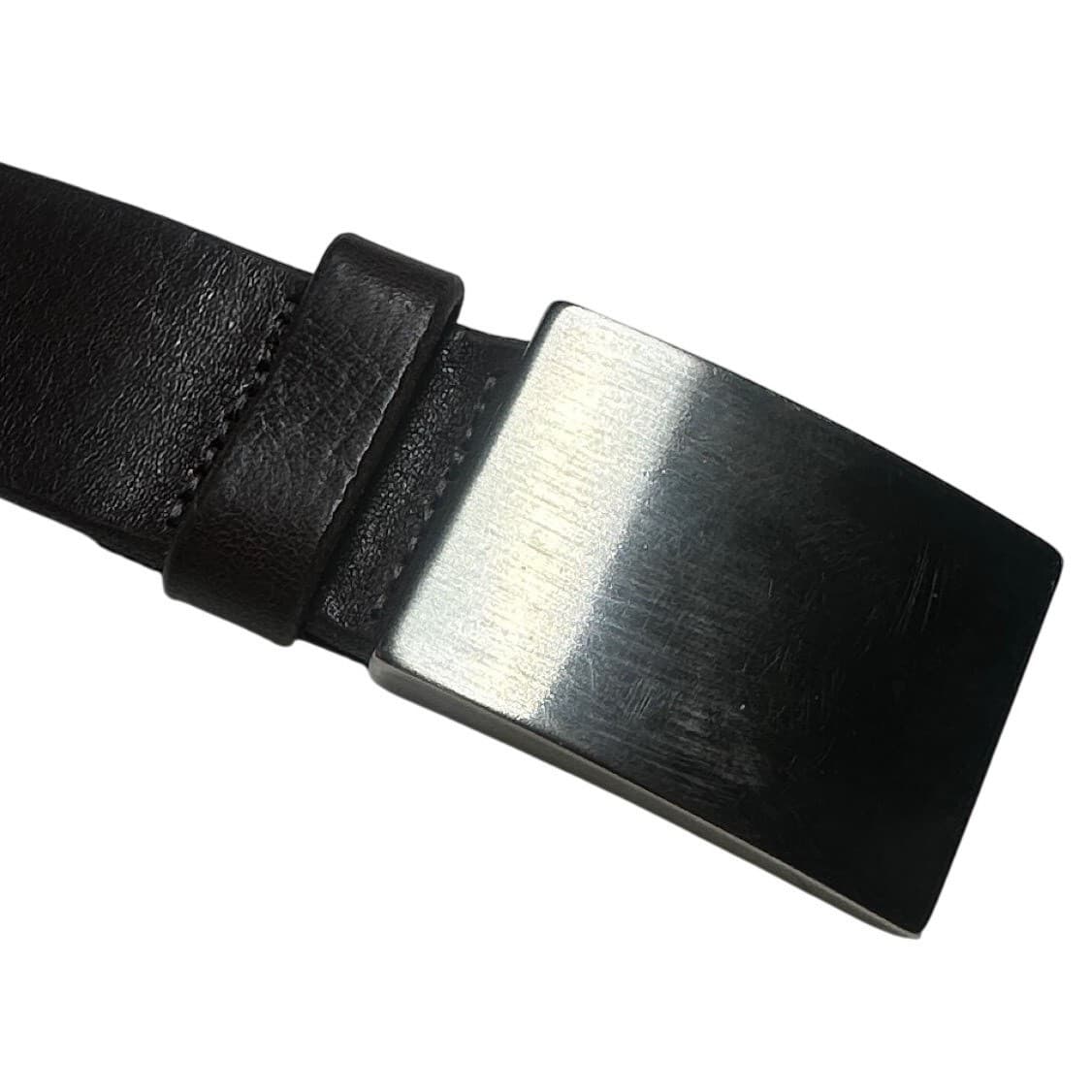 Paul Fredrick Bridle Leather Belt Mens Size 44 Brown Silver Plaque Buckle - Thumbnail 4
