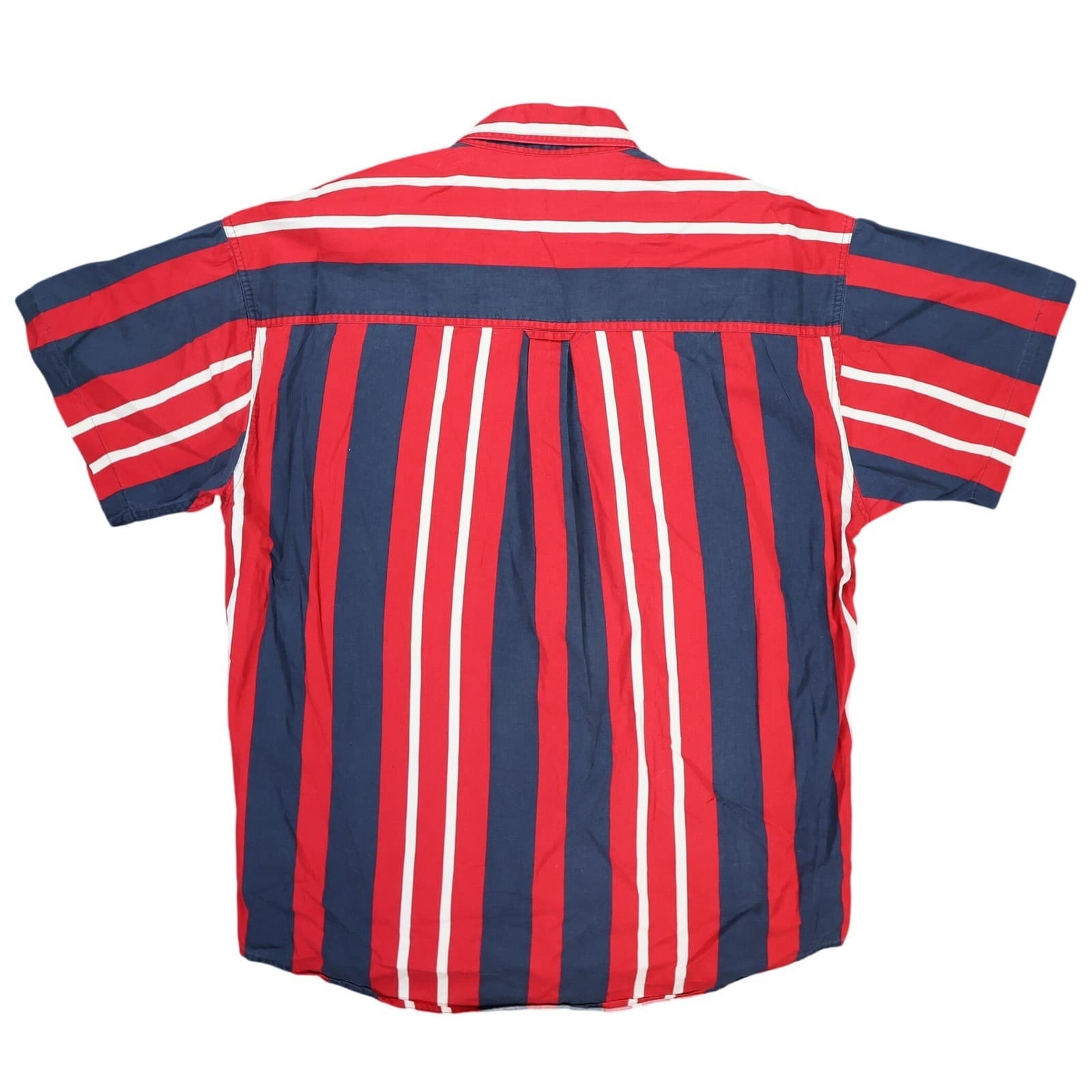 Chaps Ralph Lauren Button Down Shirt Mens Large Red Blue Cotton Short Slv - Thumbnail 2