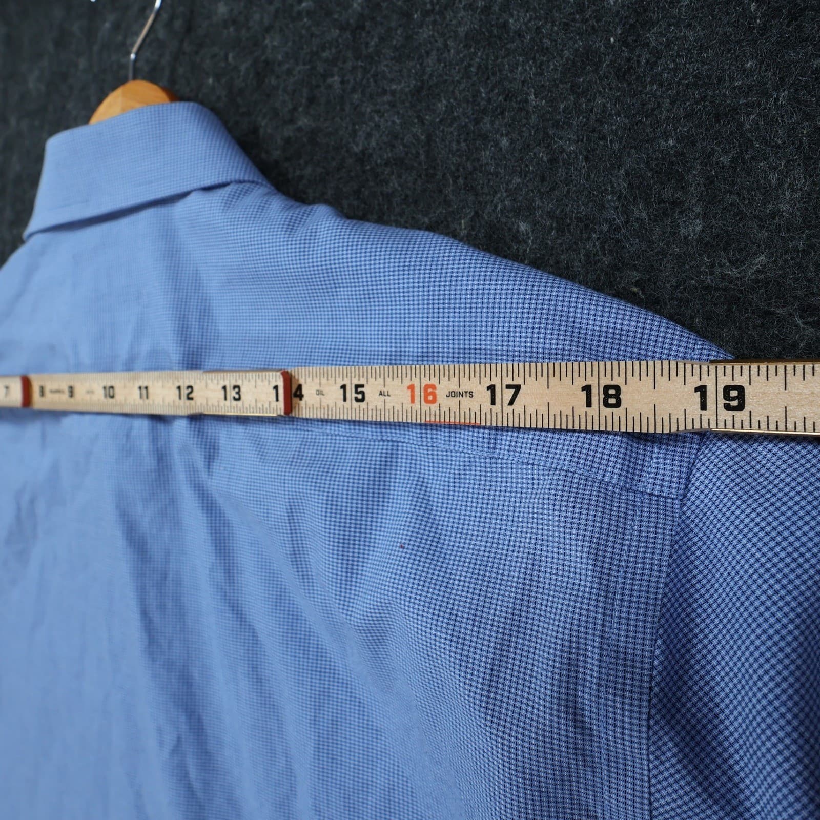Haggar Button Up Shirt Mens 16-16.5 Blue Cotton Blend Classic Fit Office Wear - Thumbnail 4