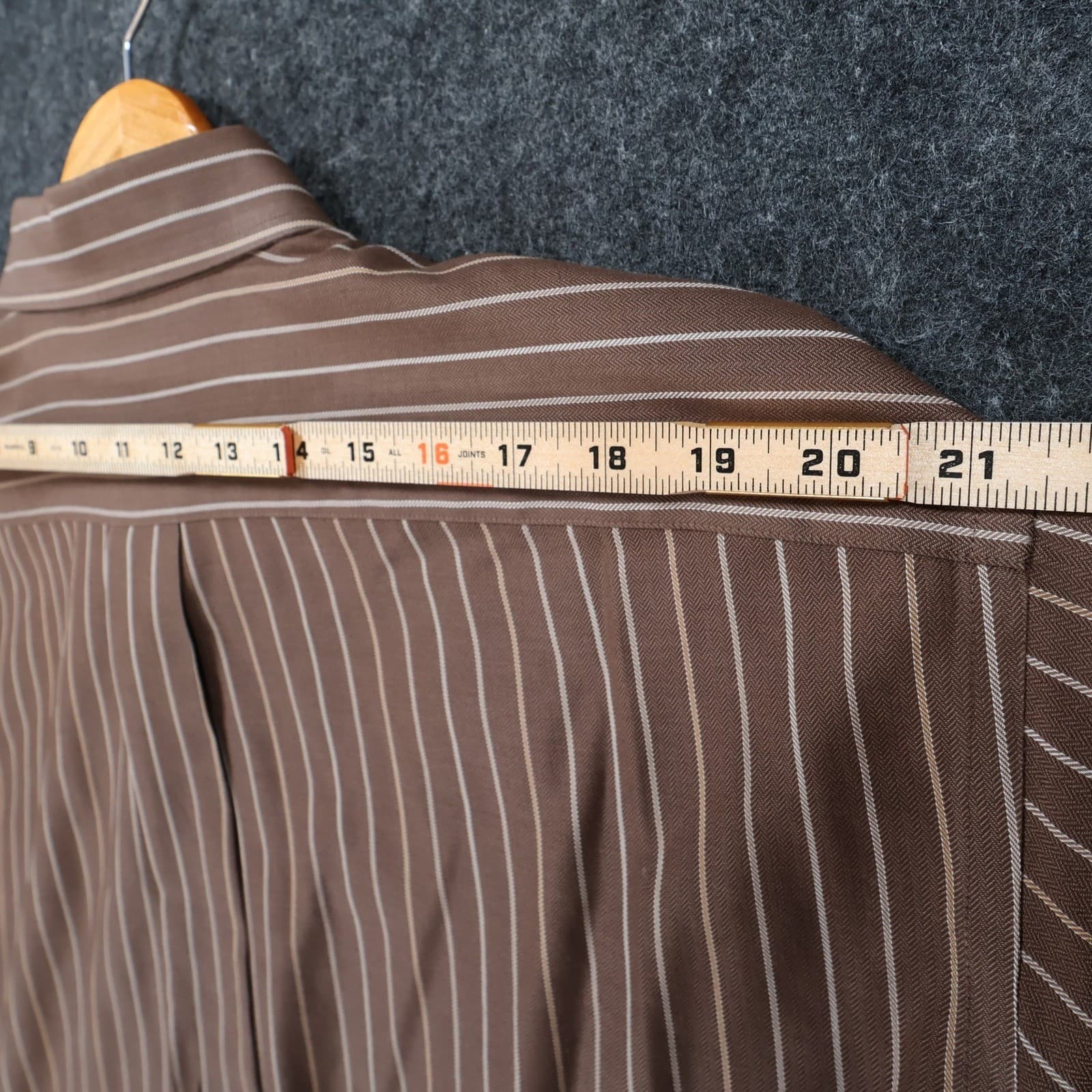 Roundtree & Yorke Button Front Shirt Mens XL Brown Cotton Blend Striped - Thumbnail 6