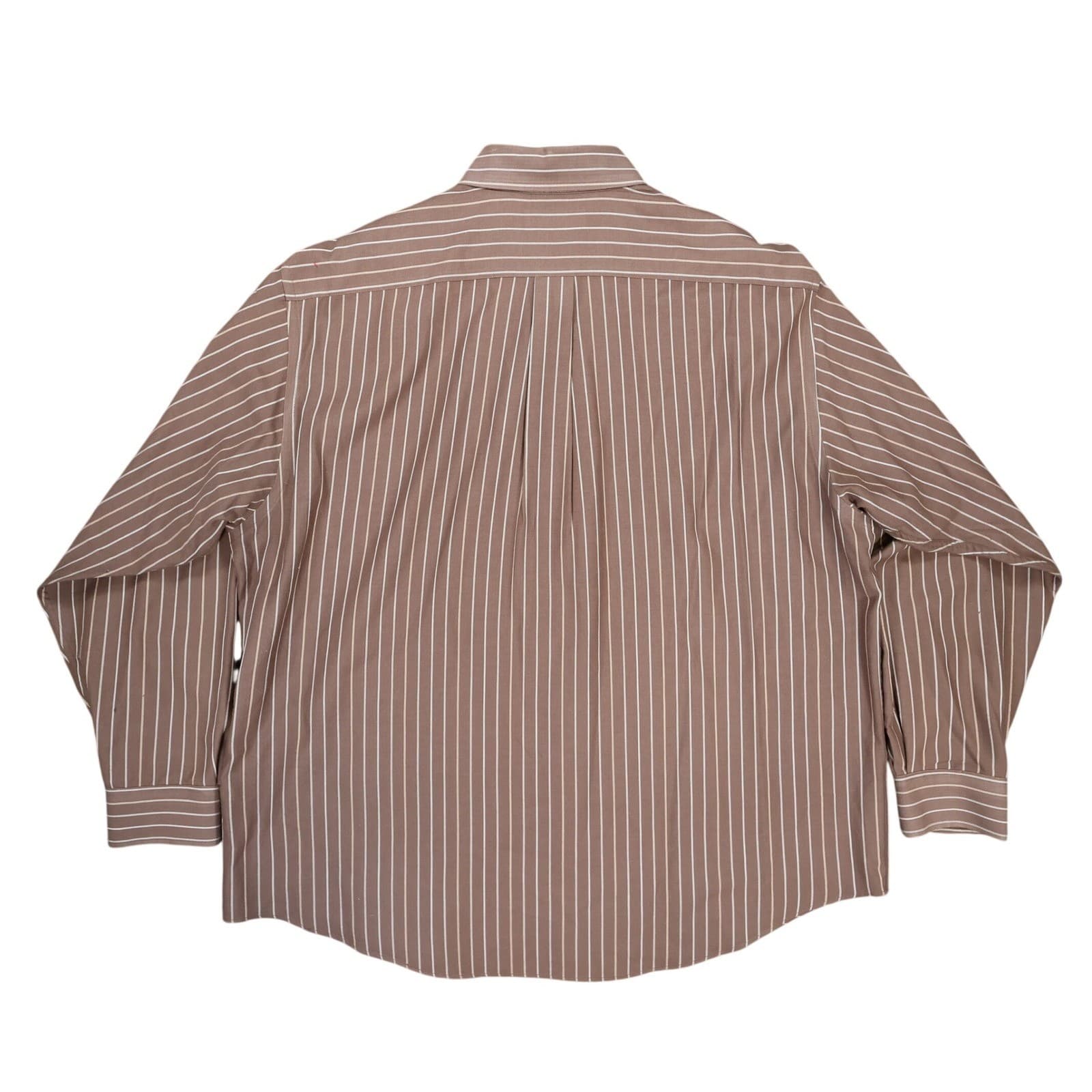 Roundtree & Yorke Button Front Shirt Mens XL Brown Cotton Blend Striped - Thumbnail 2