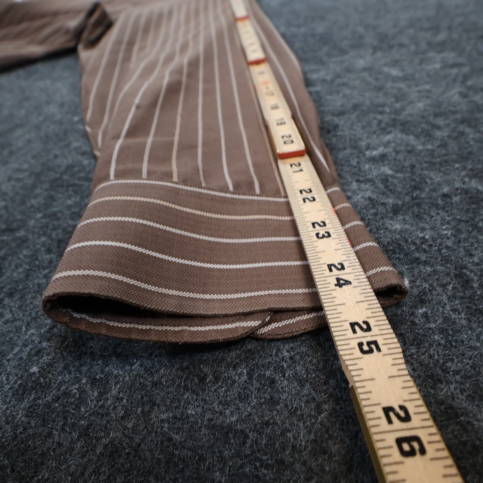 Roundtree & Yorke Button Front Shirt Mens XL Brown Cotton Blend Striped - Thumbnail 4