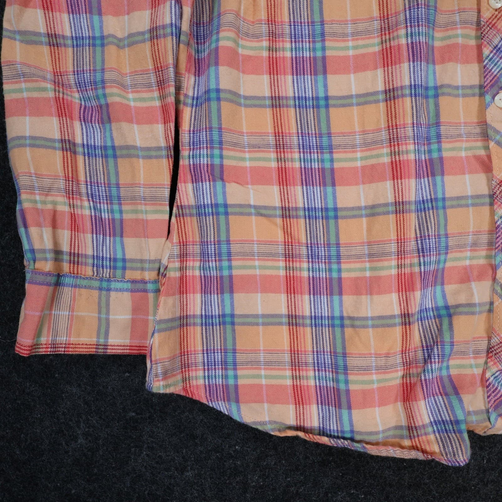 Eddie Bauer Button Down Womens XL Orange Plaid 100% Cotton Long Sleeve Shirt - Thumbnail 10