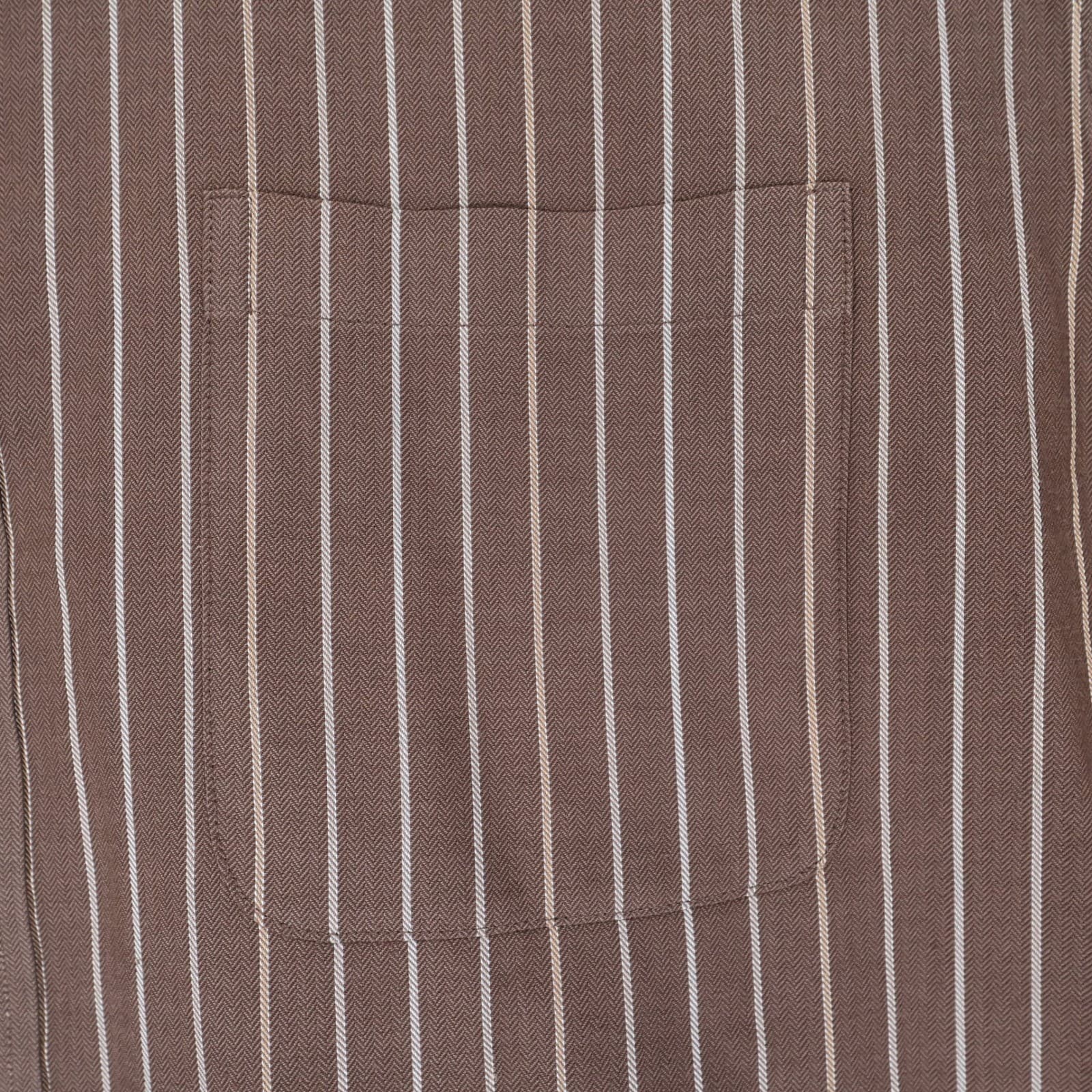 Roundtree & Yorke Button Front Shirt Mens XL Brown Cotton Blend Striped - Thumbnail 9