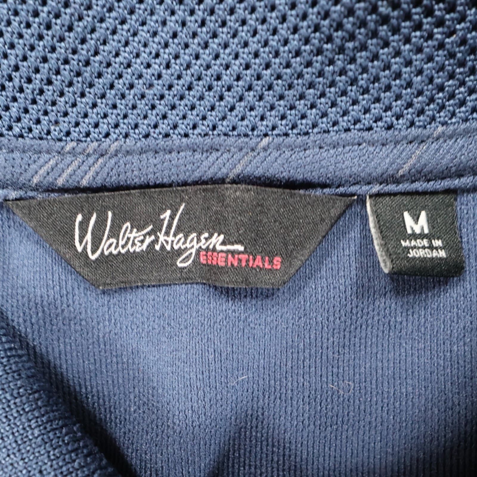 Walter Hagen Polo Shirt Mens Medium Blue Polyester Rayon Striped Short Sleeve - Thumbnail 7