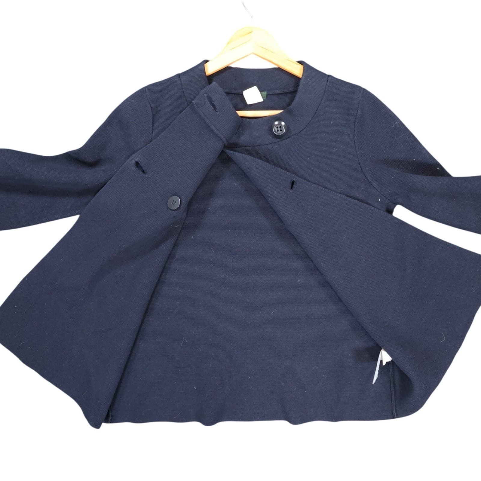 J.Crew Cardigan Sweater Womens S Navy Blue Cotton Double Breasted Knit Coat - Thumbnail 2