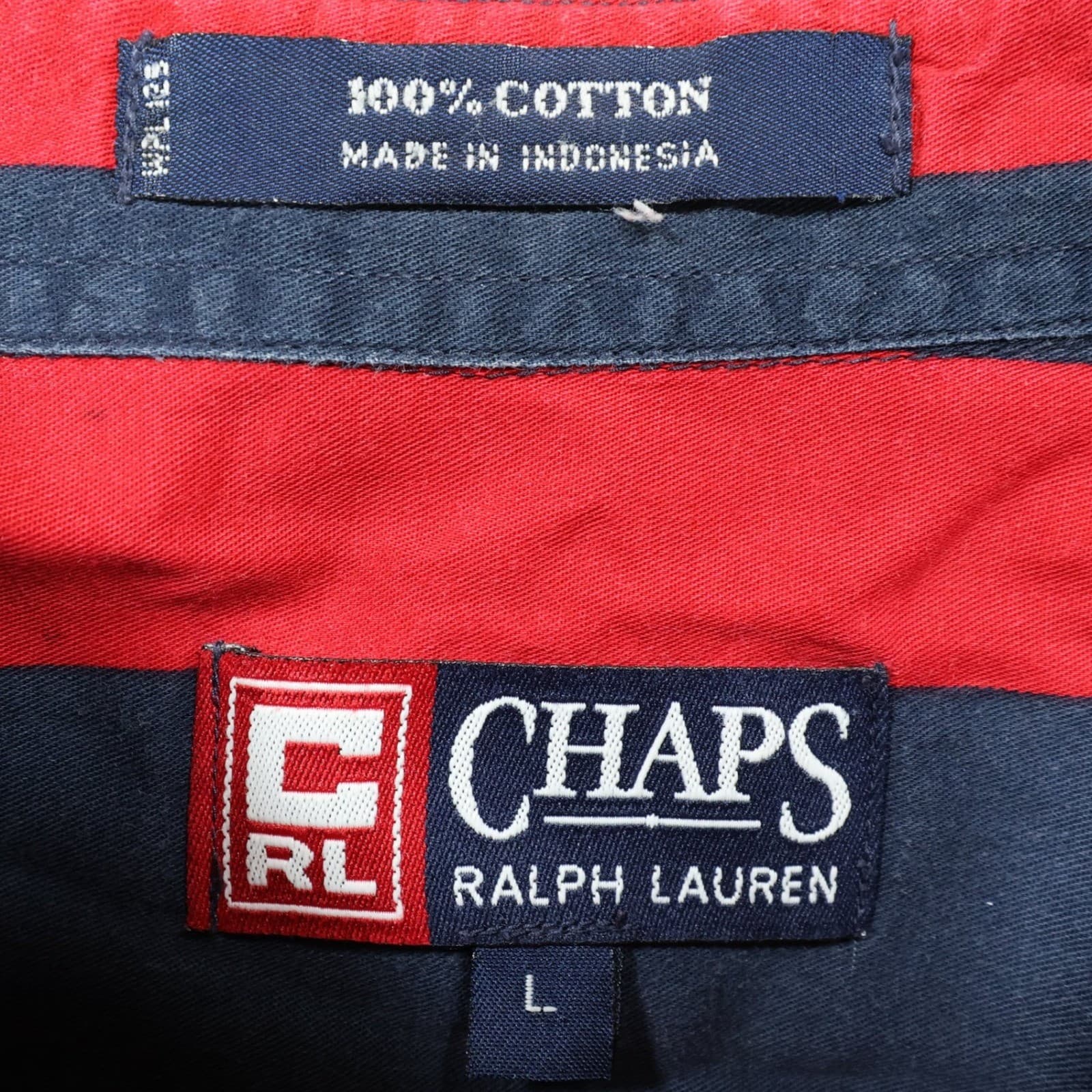 Chaps Ralph Lauren Button Down Shirt Mens Large Red Blue Cotton Short Slv - Thumbnail 8