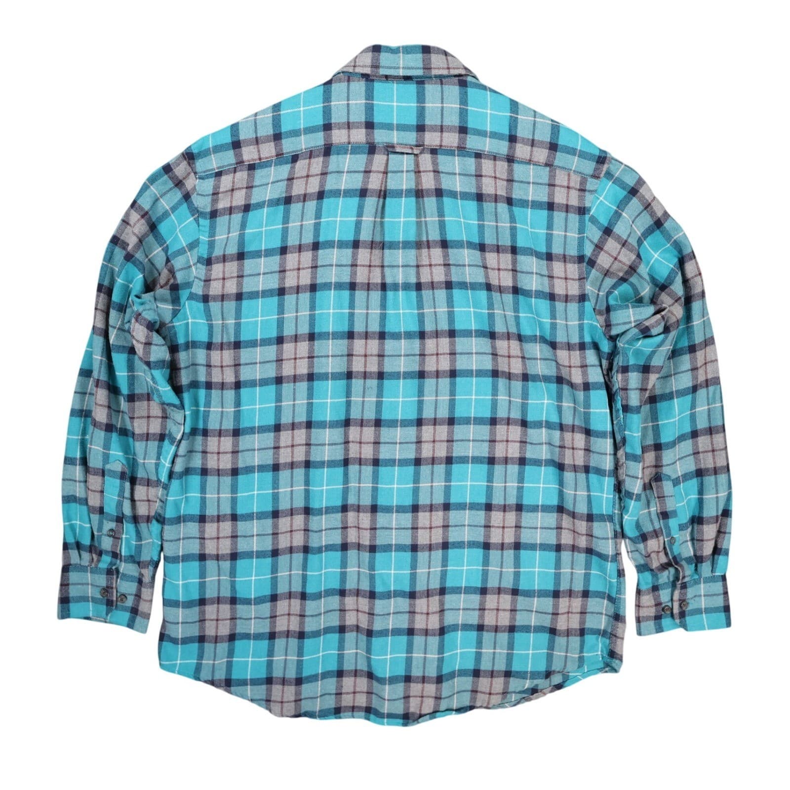 IZOD Button Down Shirt Mens XL Blue Plaid Cotton Blend Regular Fit Long Sleeve - Thumbnail 2