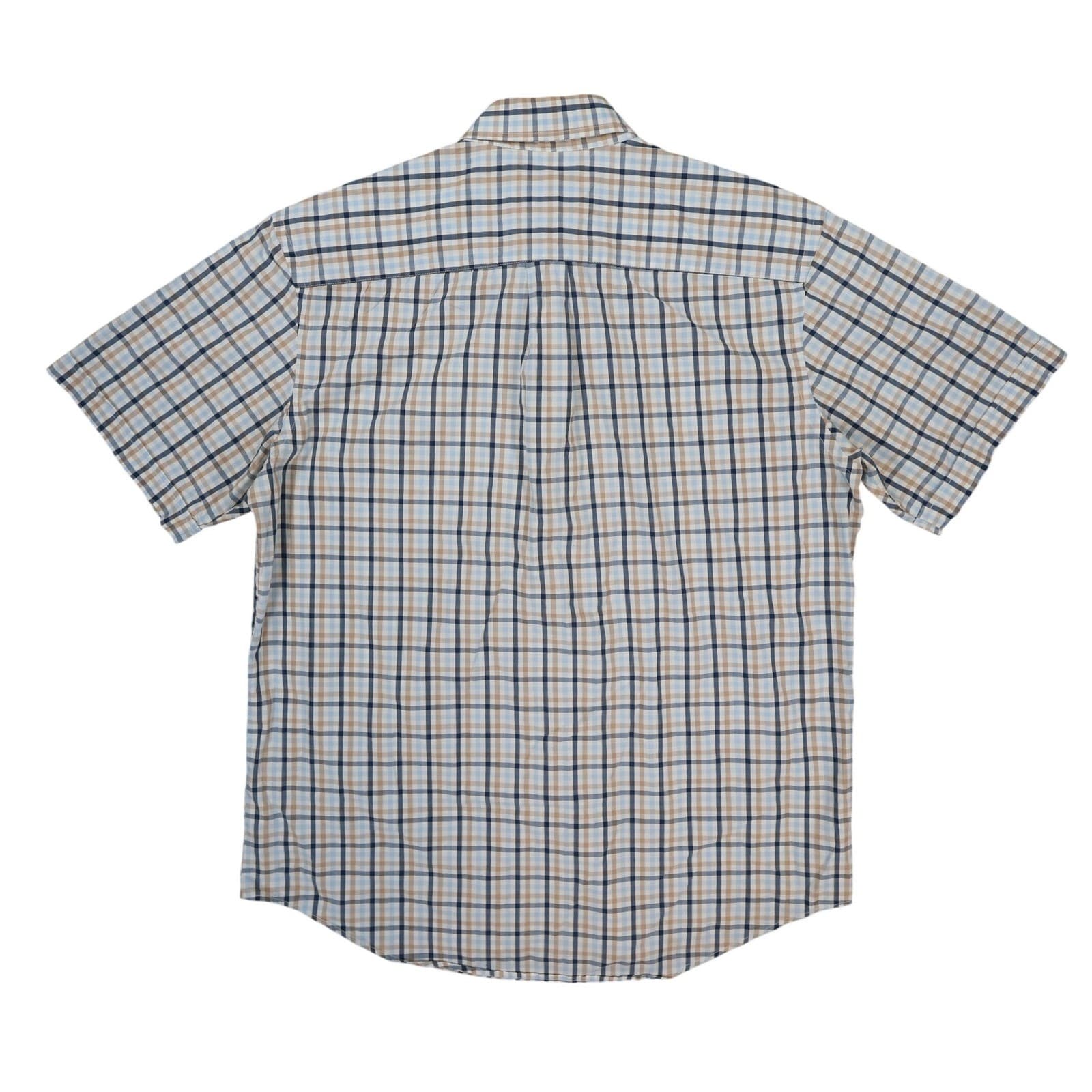 Arrow Button Down Shirt Mens Large Blue Tan Plaid Cotton Blend Regular Fit - Thumbnail 2