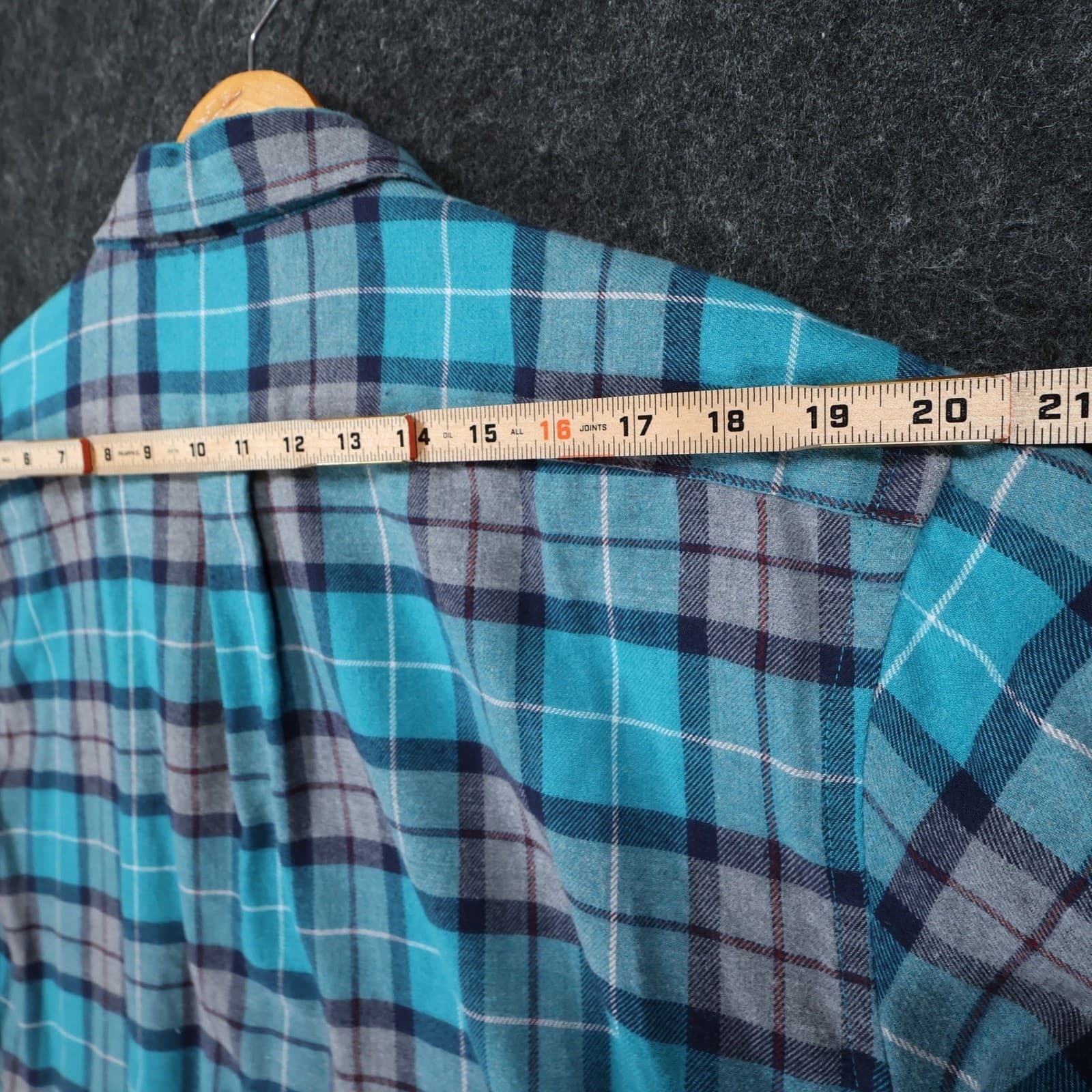 IZOD Button Down Shirt Mens XL Blue Plaid Cotton Blend Regular Fit Long Sleeve - Thumbnail 6