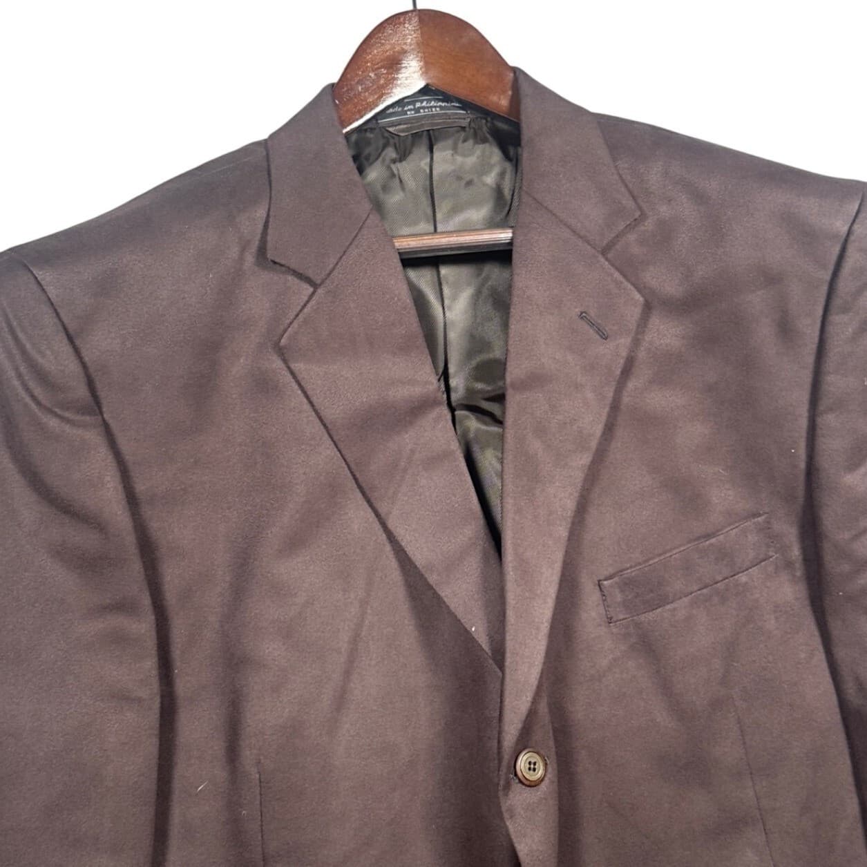 Bachrach Blazer Mens 48L Large Brown 3-Button Formal Suit Jacket - Thumbnail 4