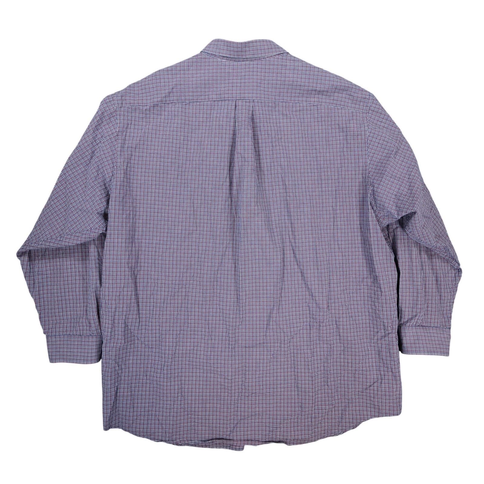 Roundtree & Yorke Button Down Shirt Mens 4XT Blue Red Cotton Plaid Regular Fit - Thumbnail 2