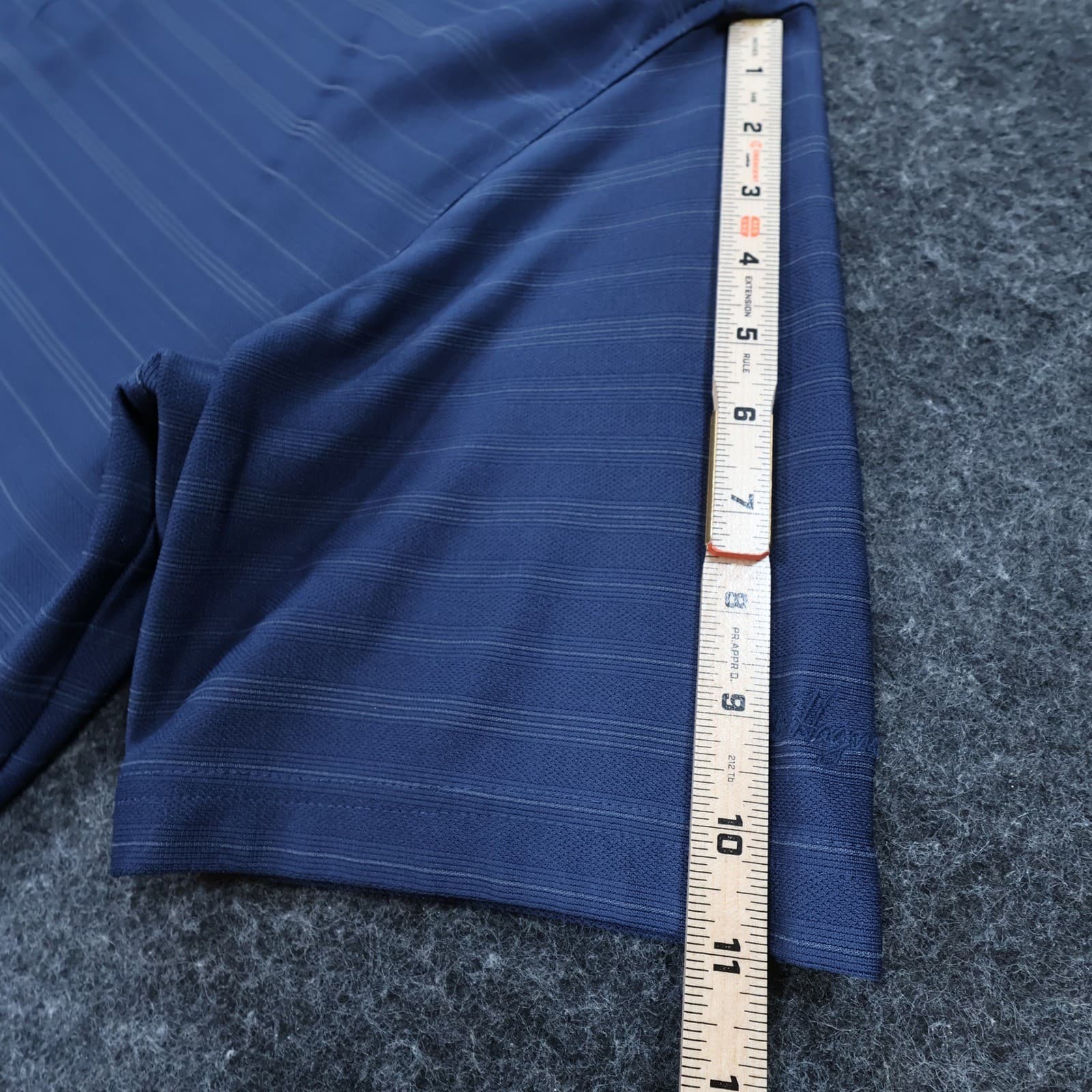 Walter Hagen Polo Shirt Mens Medium Blue Polyester Rayon Striped Short Sleeve - Thumbnail 3