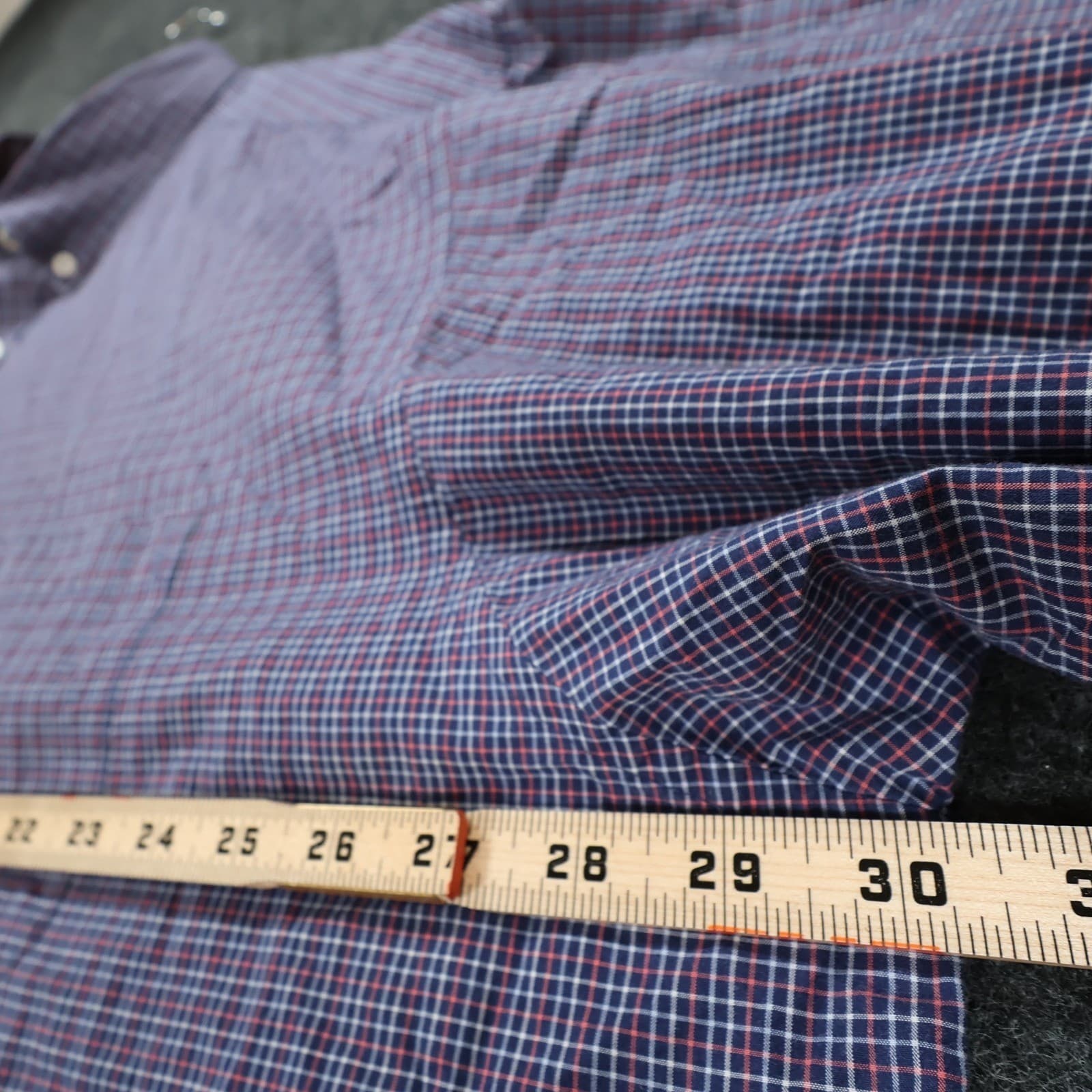 Roundtree & Yorke Button Down Shirt Mens 4XT Blue Red Cotton Plaid Regular Fit - Thumbnail 3