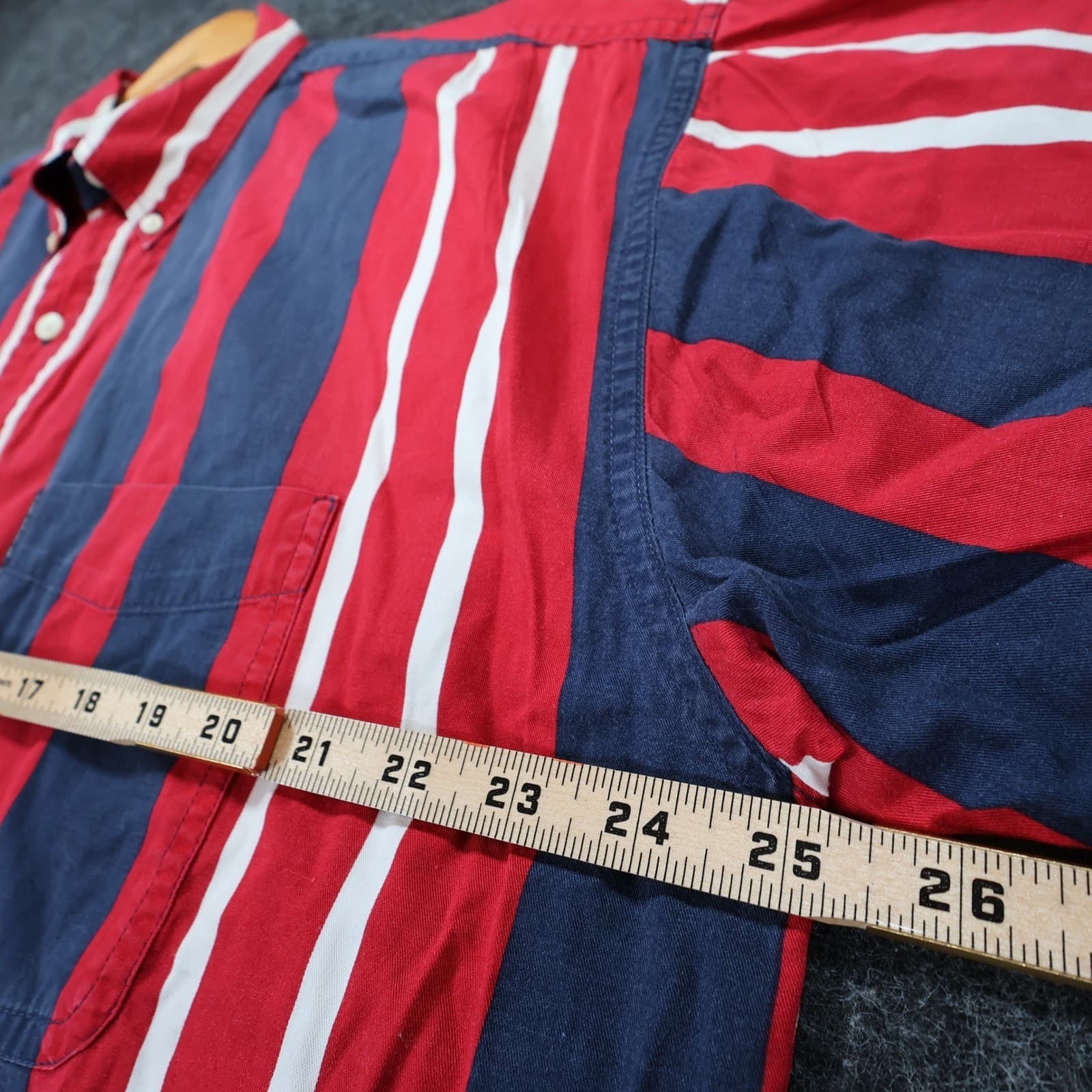 Chaps Ralph Lauren Button Down Shirt Mens Large Red Blue Cotton Short Slv - Thumbnail 5
