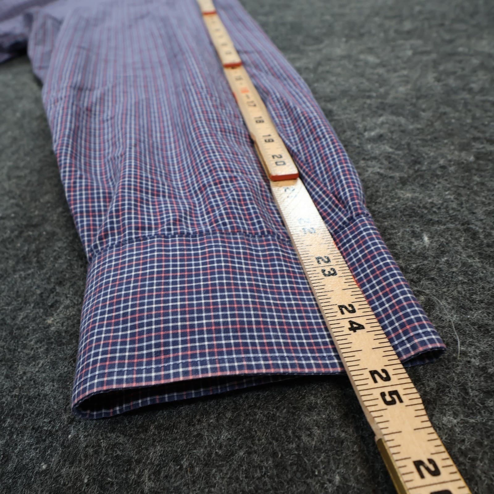 Roundtree & Yorke Button Down Shirt Mens 4XT Blue Red Cotton Plaid Regular Fit - Thumbnail 4
