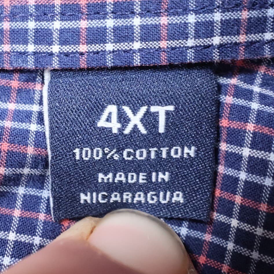 Roundtree & Yorke Button Down Shirt Mens 4XT Blue Red Cotton Plaid Regular Fit - Thumbnail 8
