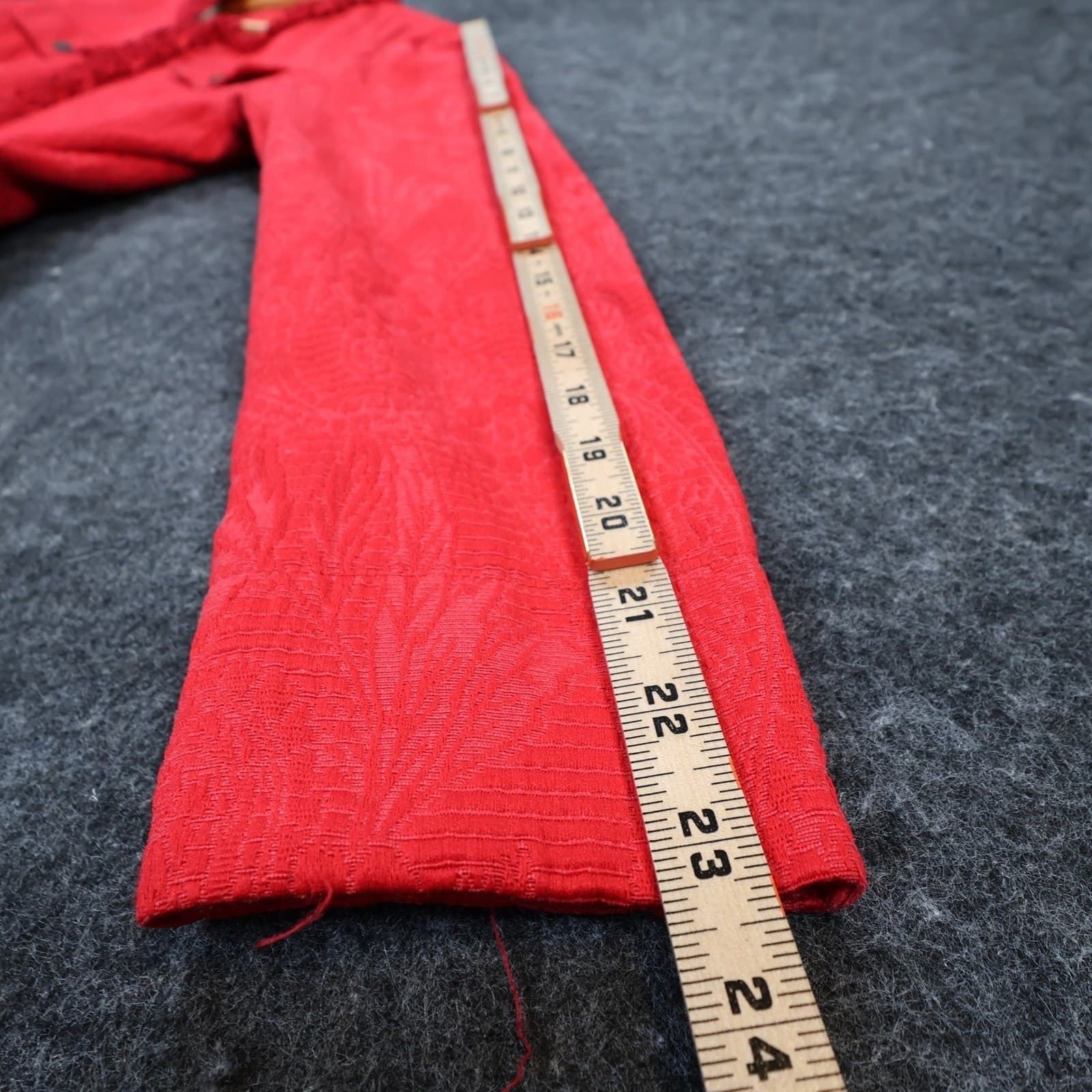 Ruby Rd Zip Front Jacket Womens 12 Red Cotton Blend Jacquard Ruffle Career - Thumbnail 5