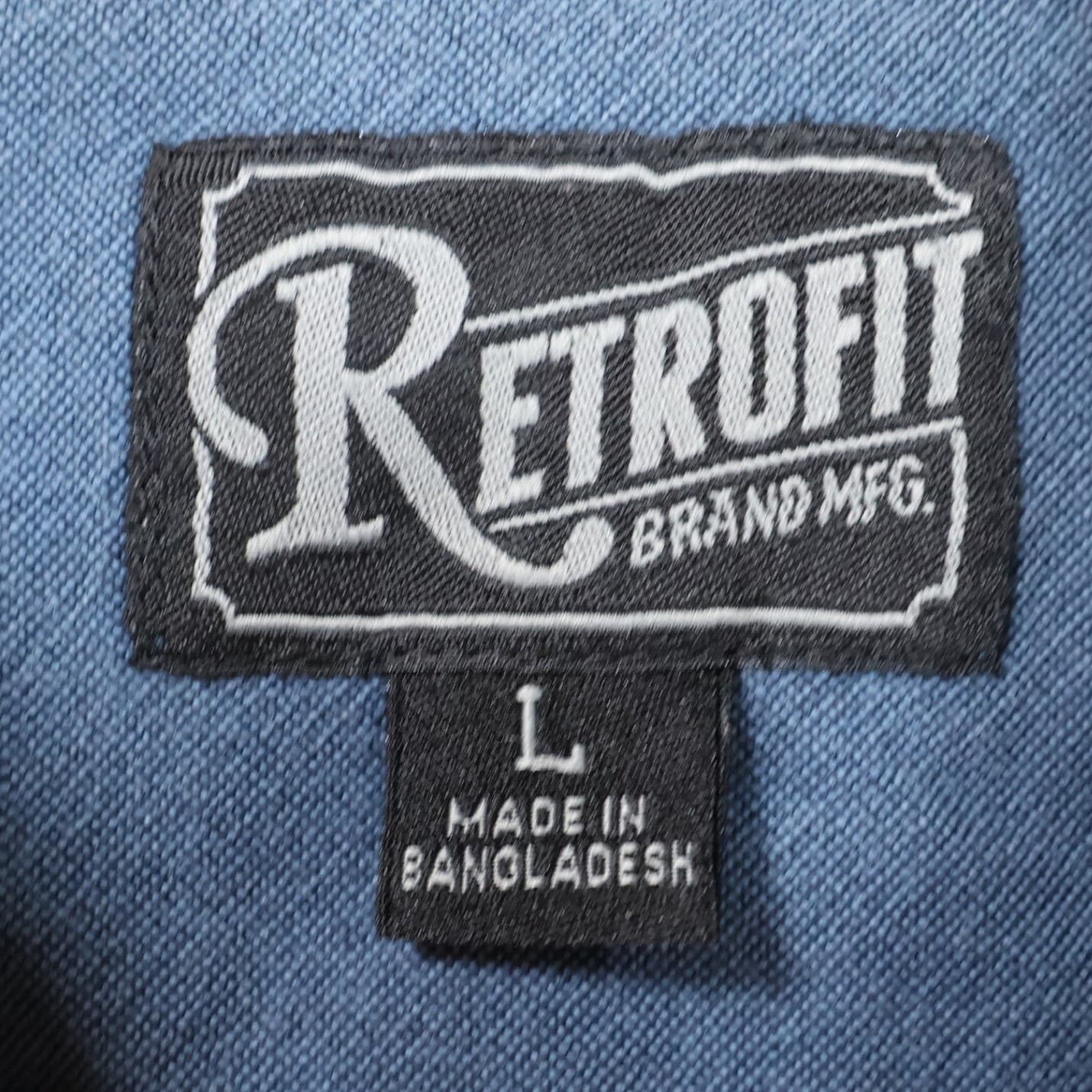 Retrofit Button Down Shirt Mens Large Gray Blue Cotton Colorblock Short Sleeve - Thumbnail 7