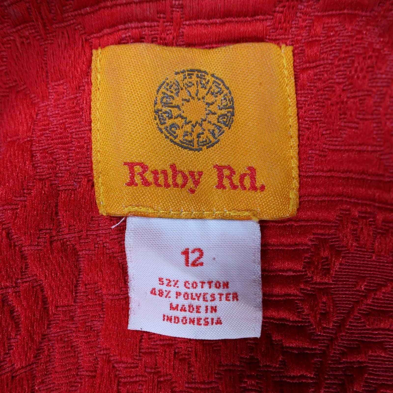 Ruby Rd Zip Front Jacket Womens 12 Red Cotton Blend Jacquard Ruffle Career - Thumbnail 8