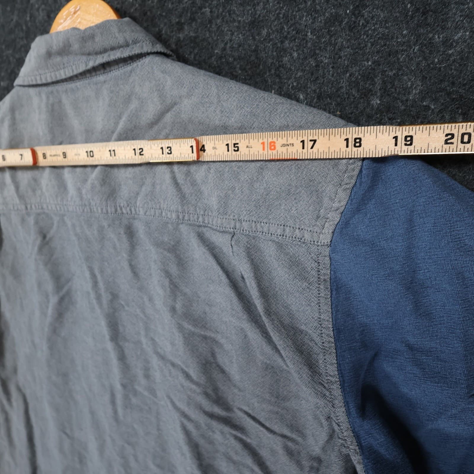 Retrofit Button Down Shirt Mens Large Gray Blue Cotton Colorblock Short Sleeve - Thumbnail 6