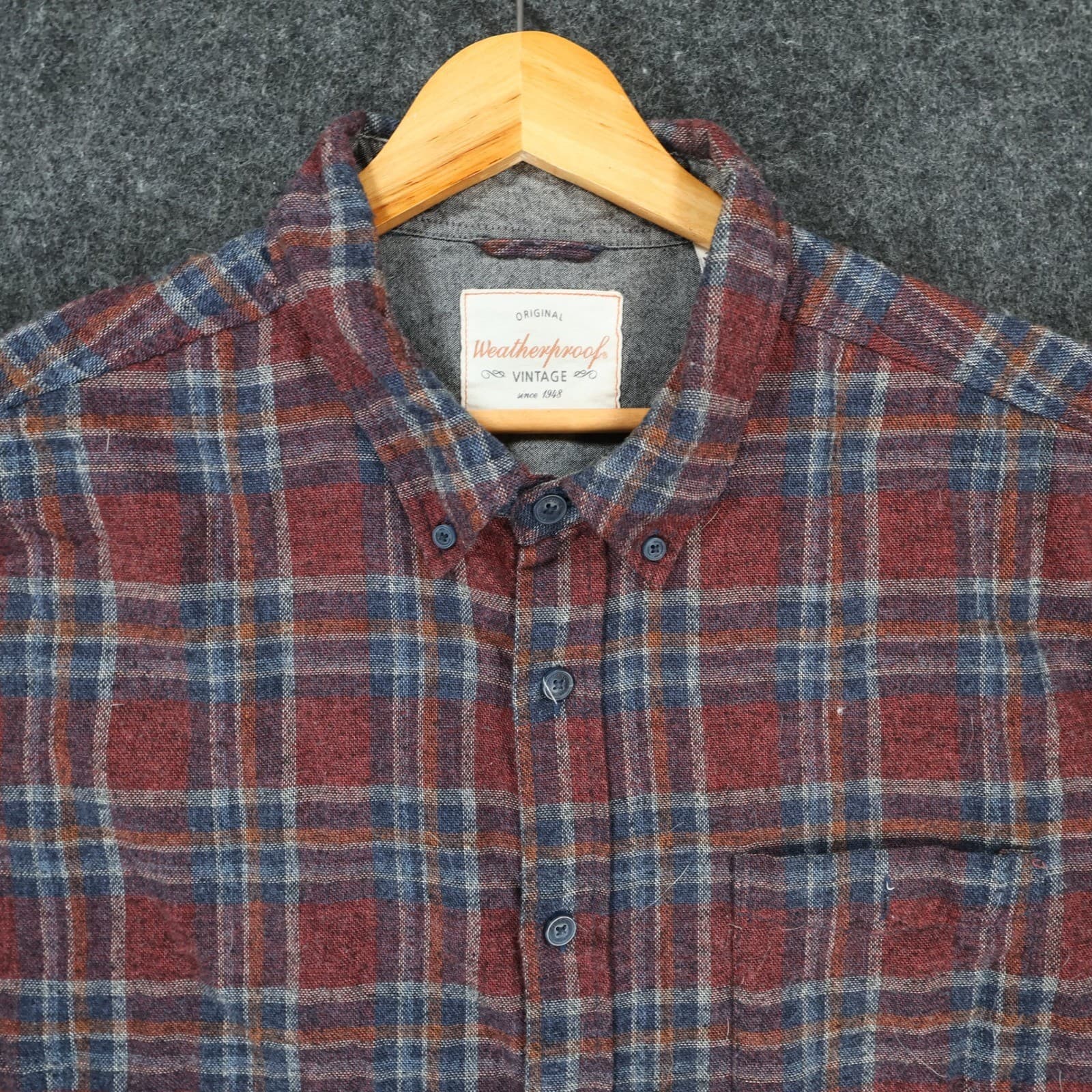 Weatherproof Vintage Button Down Mens XXL Red Blue Plaid Cotton Blend Flannel - Thumbnail 9