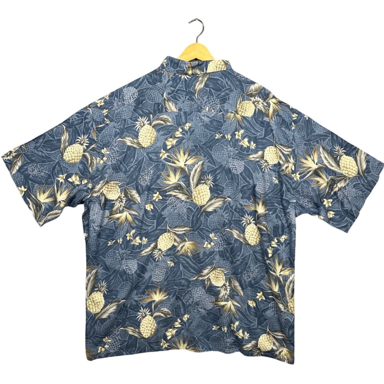 Van Heusen Tropical Pineapple Shirt Mens XXL Blue Rayon Short Sleeve NWT - Thumbnail 4