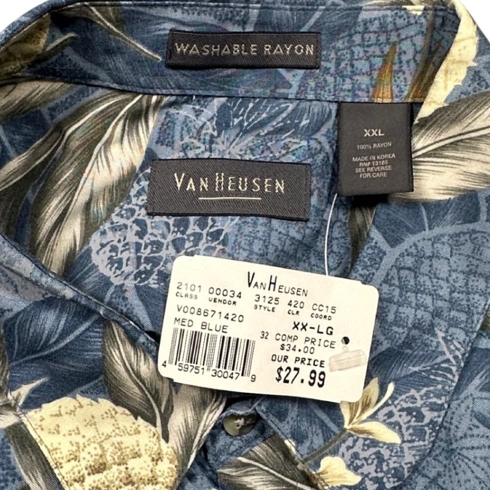 Van Heusen Pineapple Tropical Shirt Mens XXL Button Down Short Sleeve NWT - Thumbnail 7