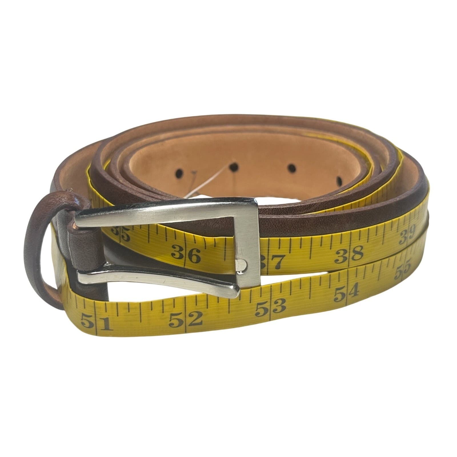 Jos. A. Bank Leather Belt Mens 44 Brown Silver Buckle NWT - Thumbnail 2