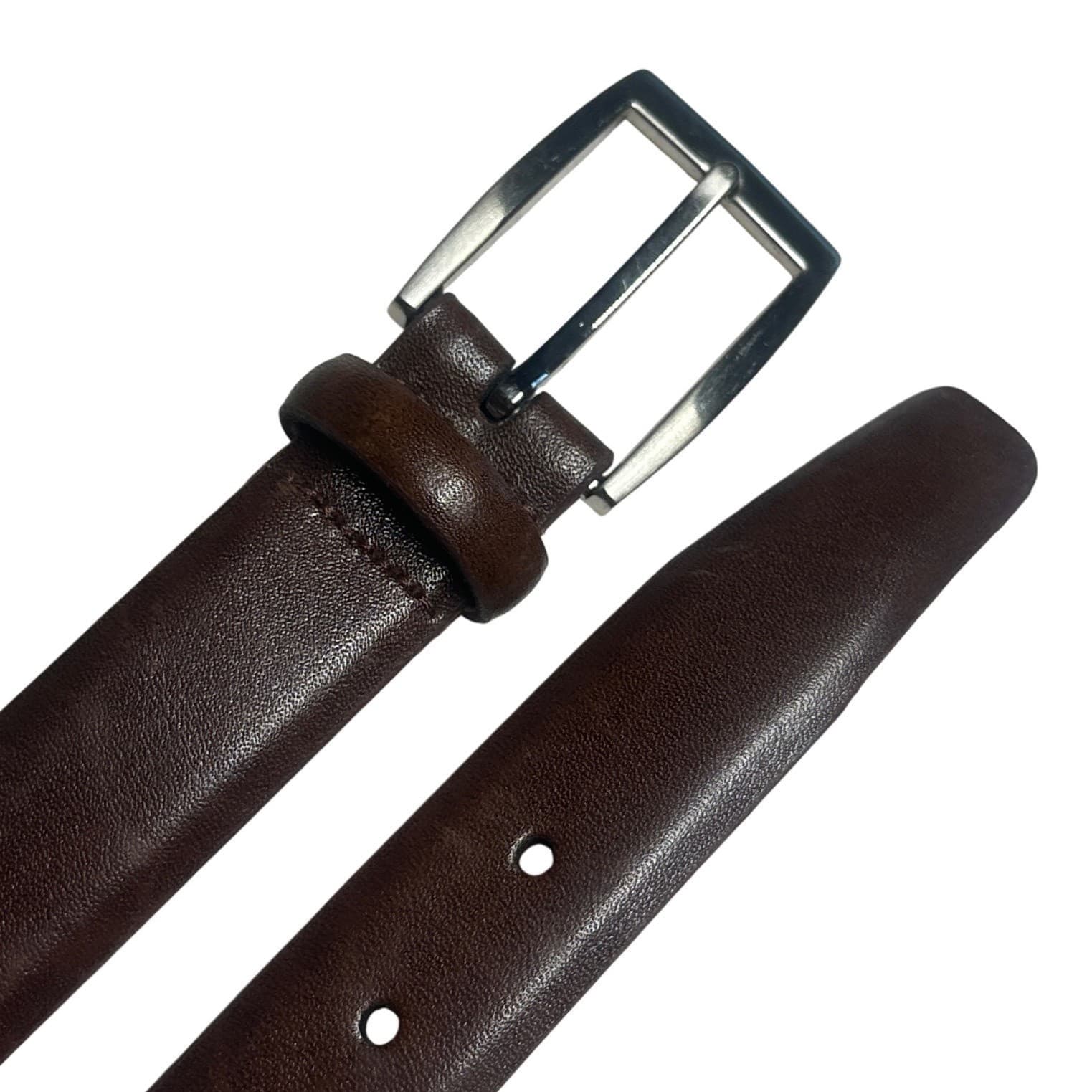 Jos. A. Bank Leather Belt Mens 44 Brown Silver Buckle NWT - Thumbnail 3