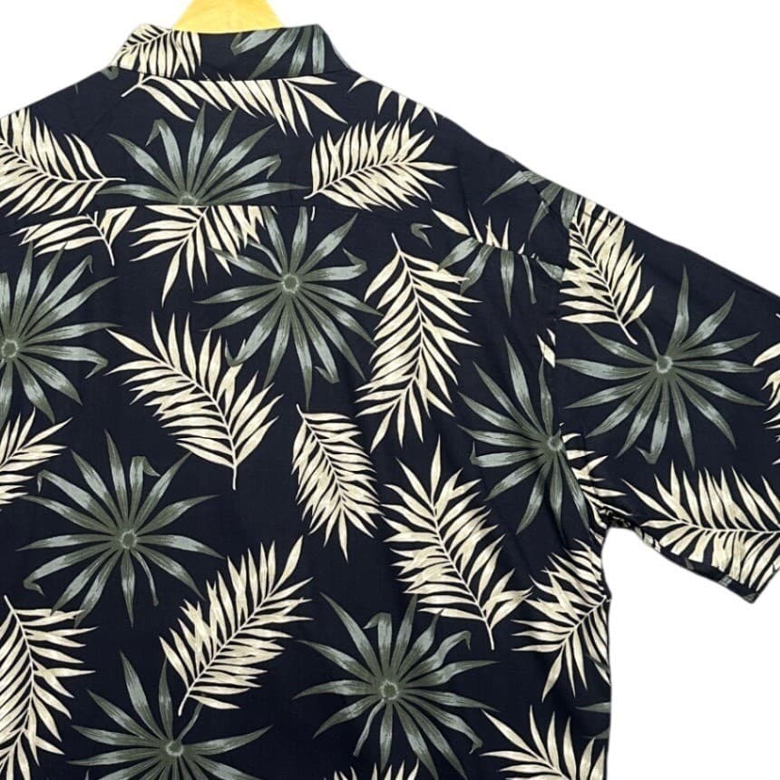 Van Heusen Tropical Palm Leaf Shirt Mens XXL Black Rayon NWT Short Sleeve - Thumbnail 5
