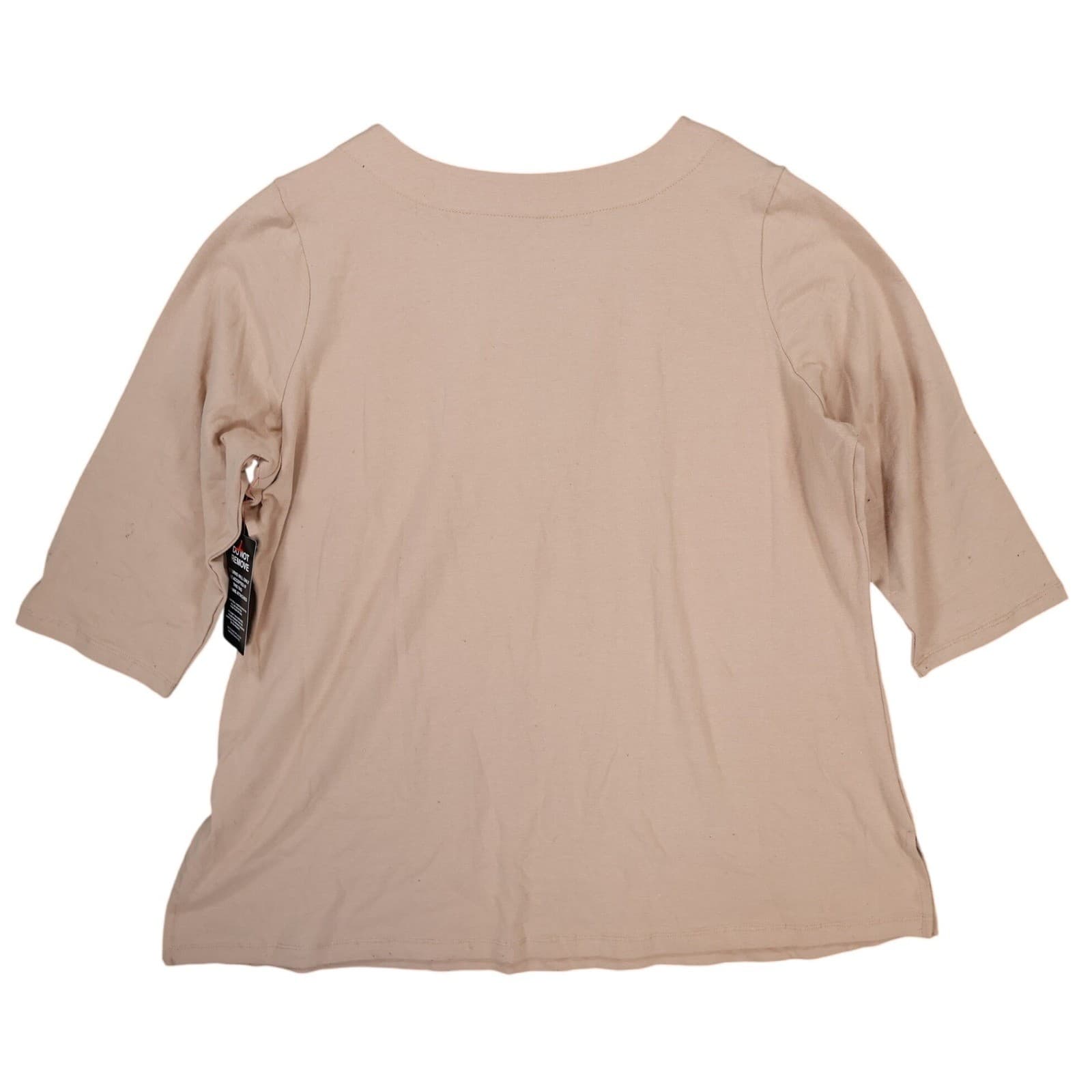 Jessica London Top Womens 18/20 Tan Cotton Spandex Crochet V-Neck 3/4 Sleeve - Thumbnail 2