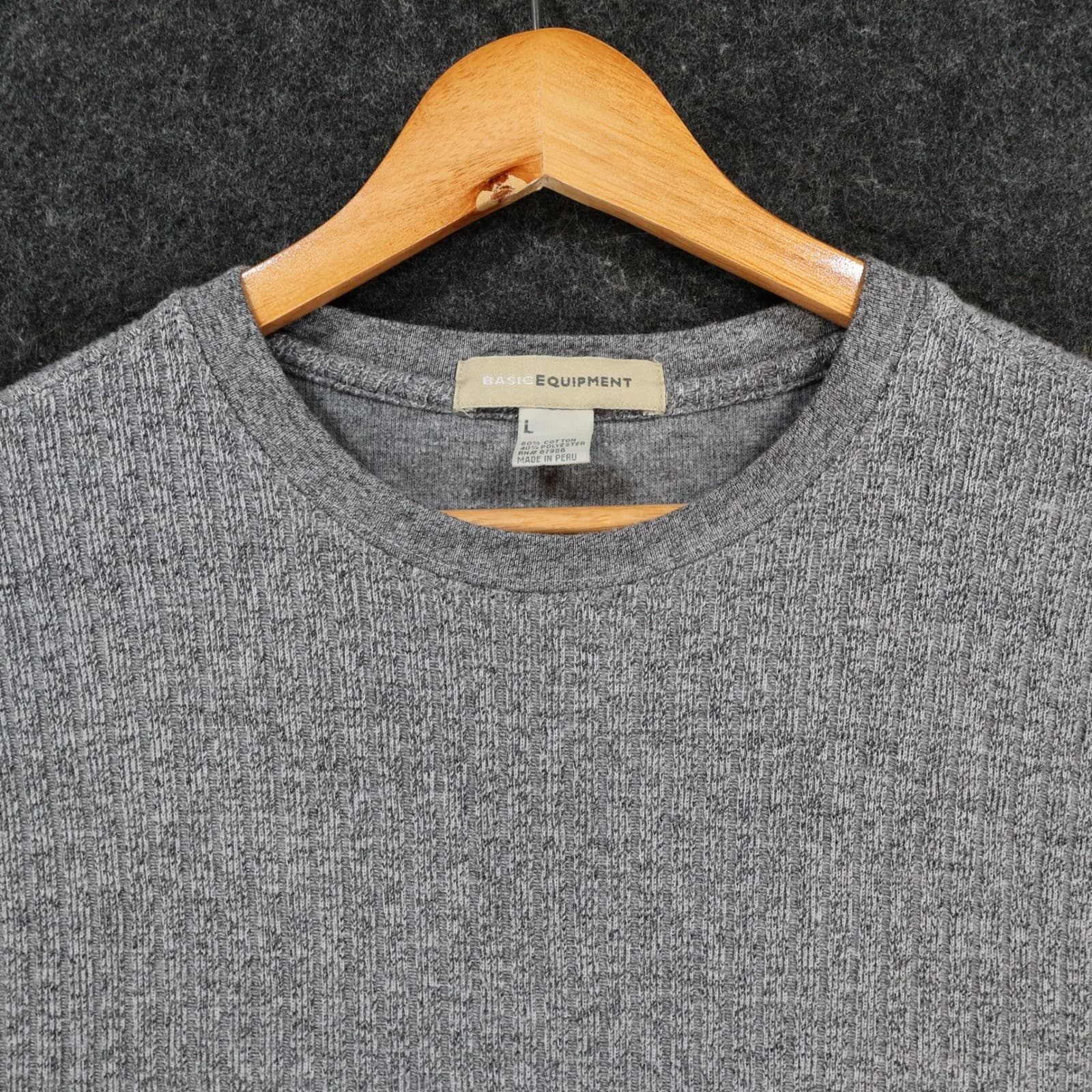 Basic Equipment Sweater Mens Large Gray Cotton Blend Ribbed Crew Neck Casual - Thumbnail 8