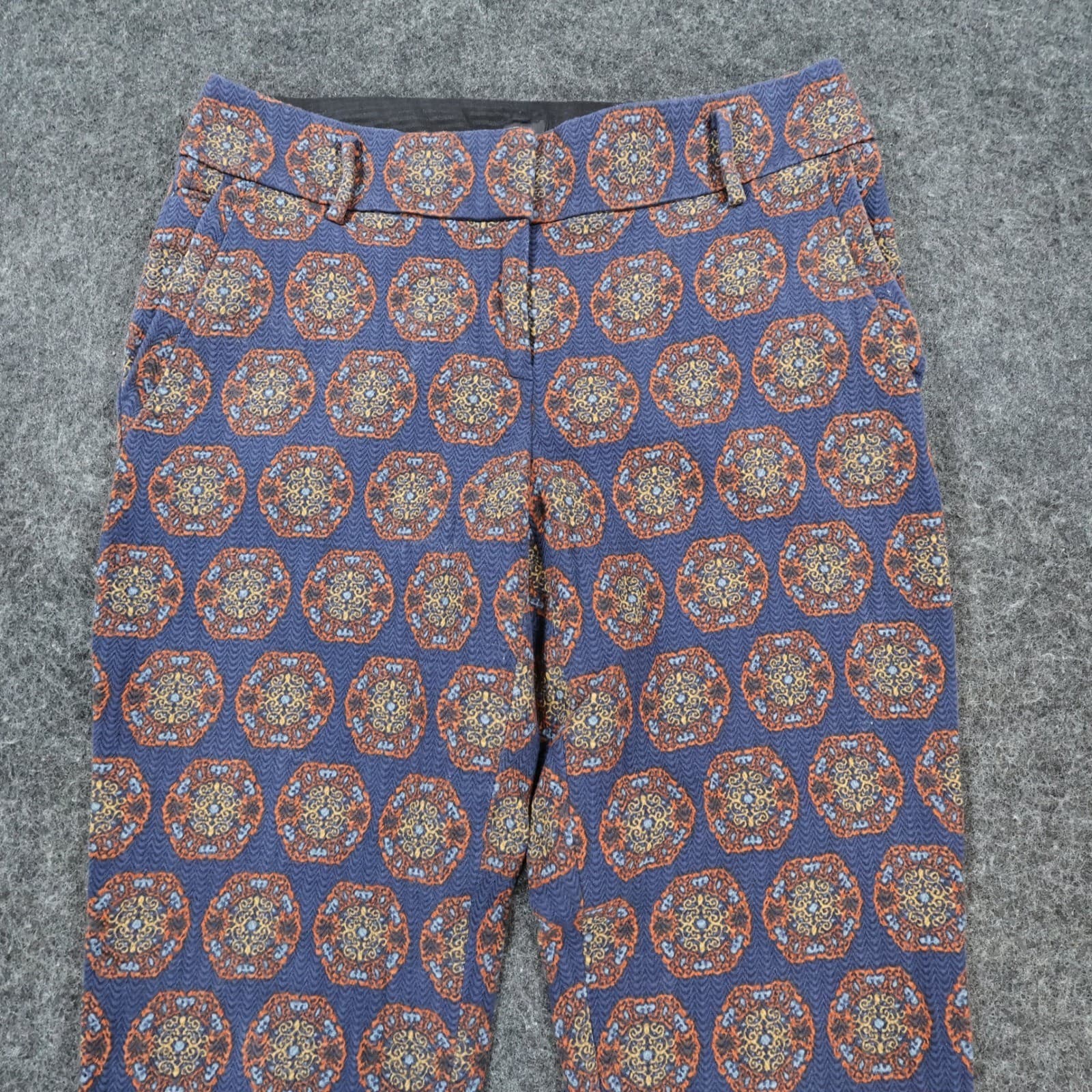 LOFT Julie Pants Womens 4 Blue Rayon Cotton Medallion Print Tapered Ankle - Thumbnail 11