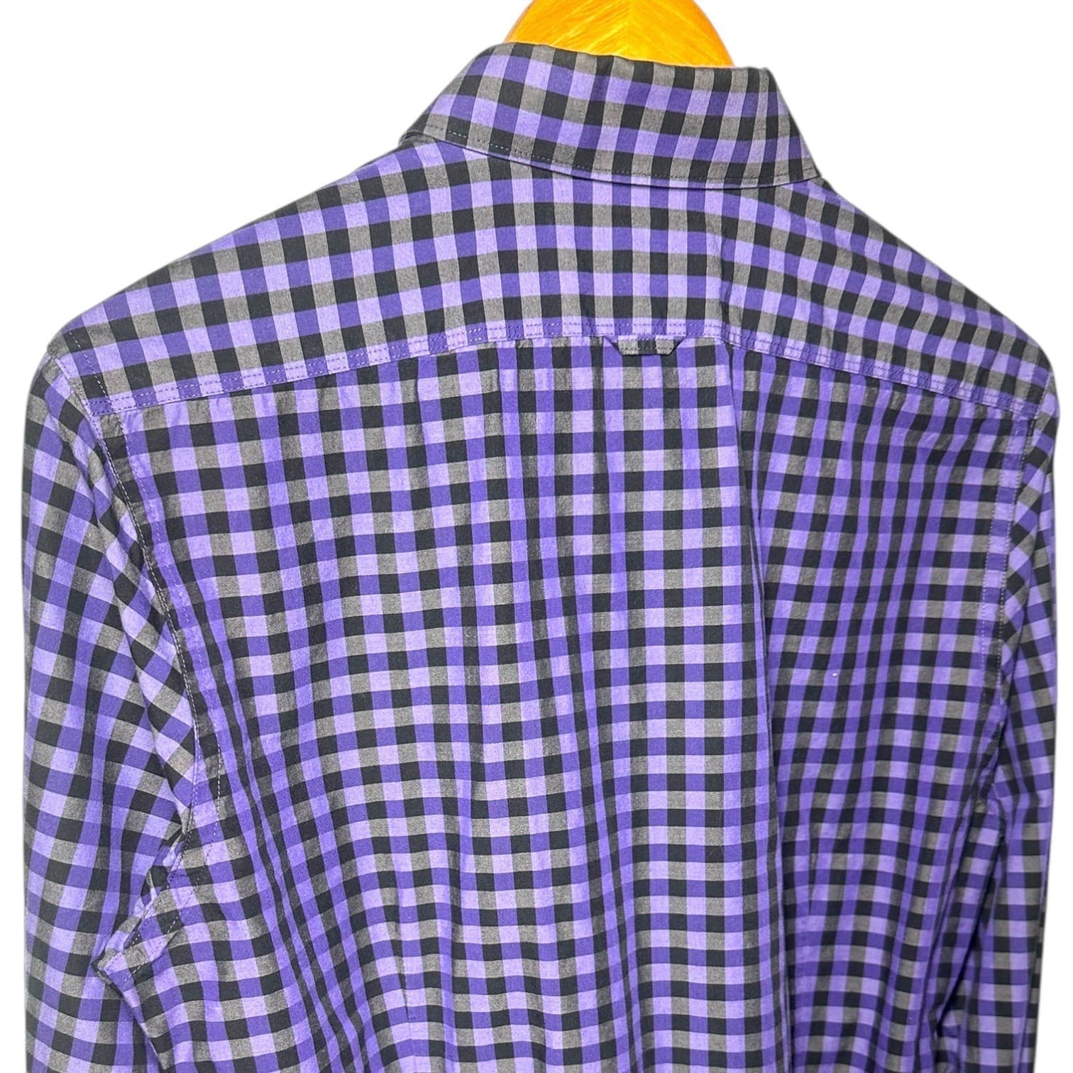 Express Mens Fitted Gingham Check Button Down Long Sleeve Shirt Size M - Thumbnail 6