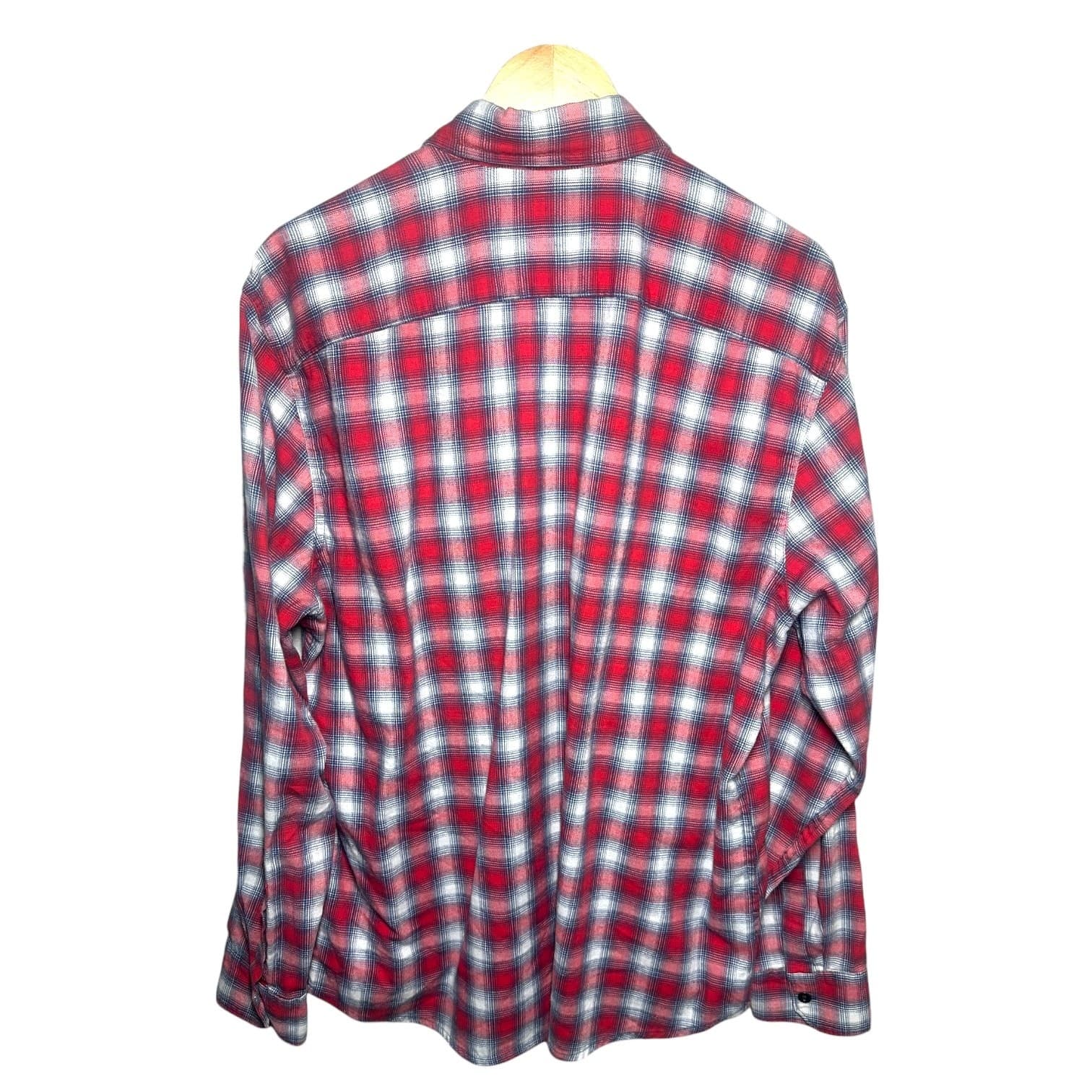 Wrangler Men's Size XL Red White Plaid Western Flannel Button Up Shirt - Thumbnail 3