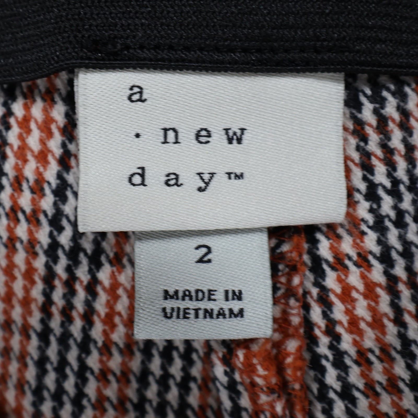 A New Day Pants Womens 2 Orange Cotton Spandex Slim Plaid Side Zip Ankle Stretch - Thumbnail 7