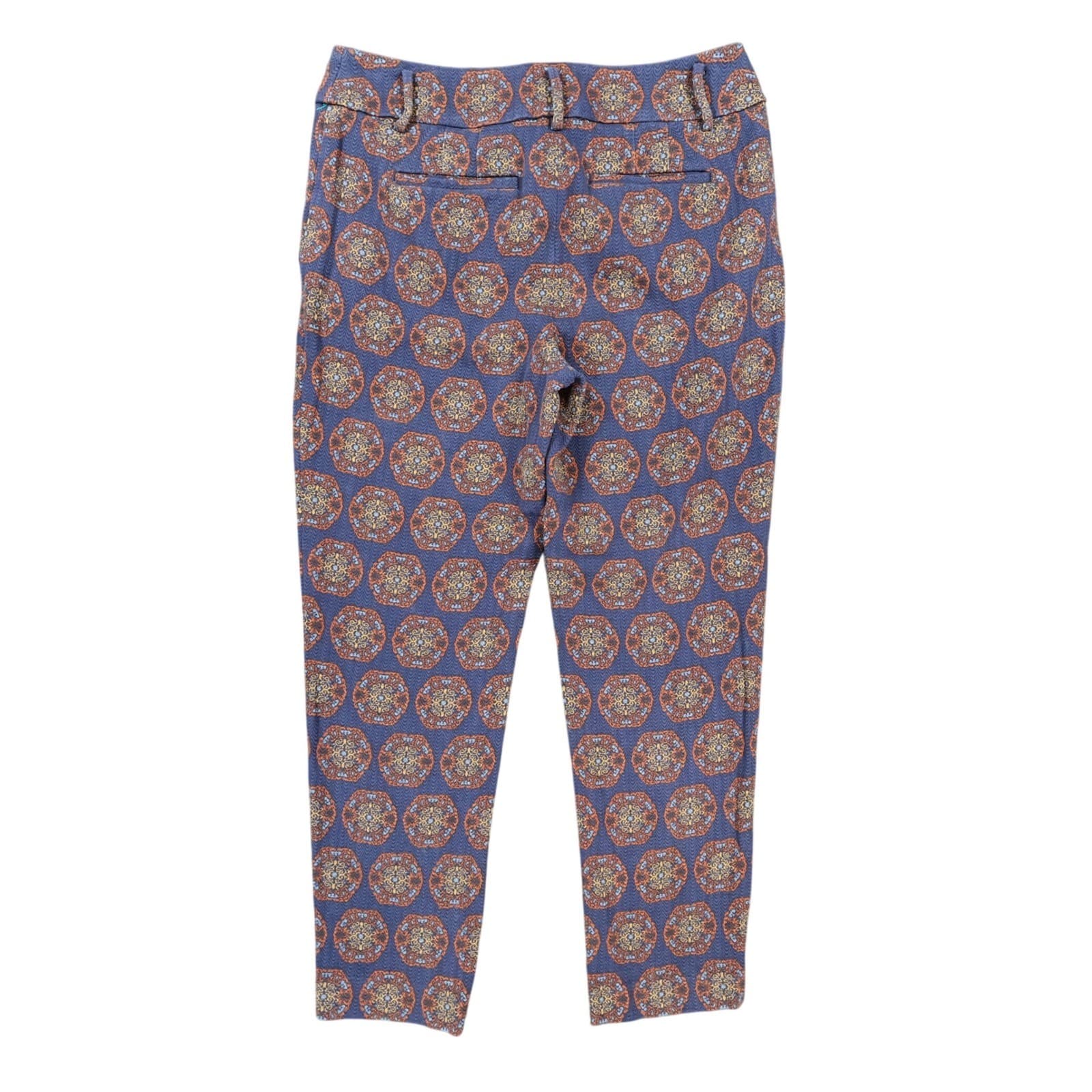 LOFT Julie Pants Womens 4 Blue Rayon Cotton Medallion Print Tapered Ankle - Thumbnail 2