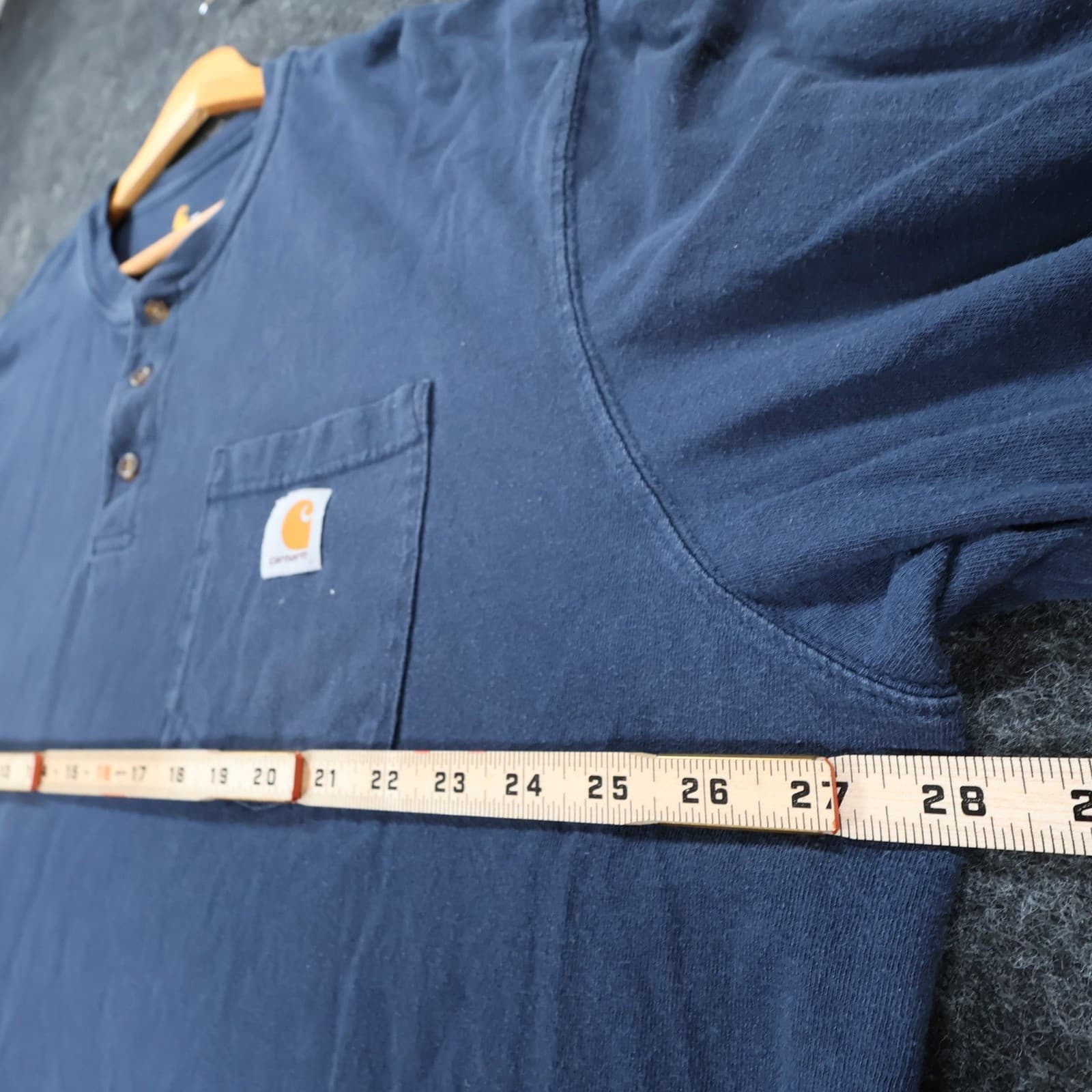 Carhartt Henley Shirt Mens 2XL Navy Blue Cotton Original Fit Workwear - Thumbnail 3
