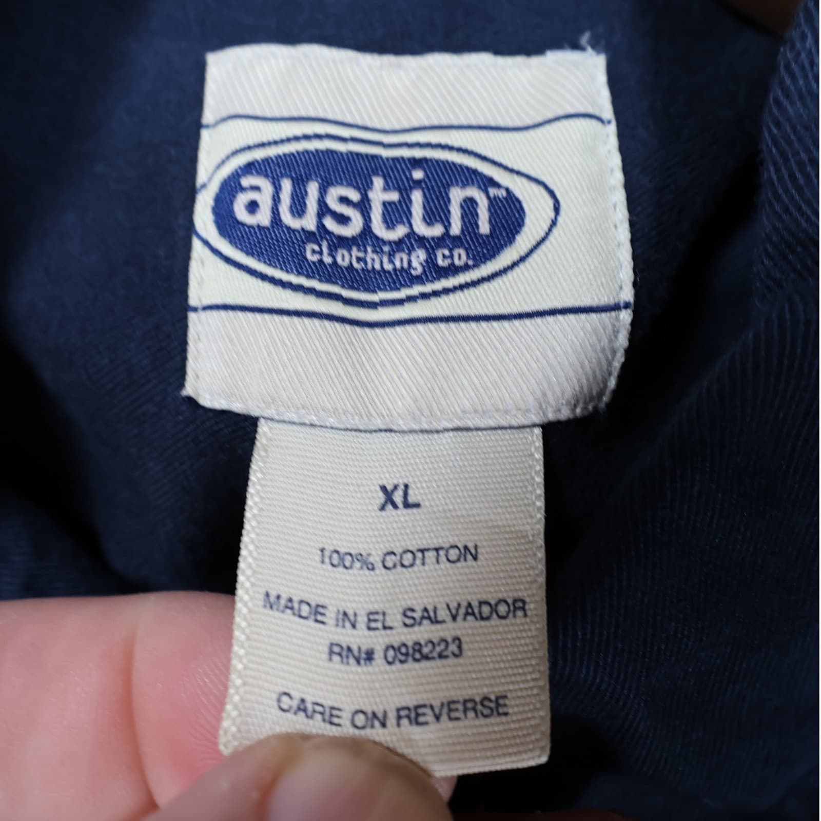 Austin Clothing Co Button Down Mens XL Navy Blue Excellent Long Sleeve Cotton - Thumbnail 7